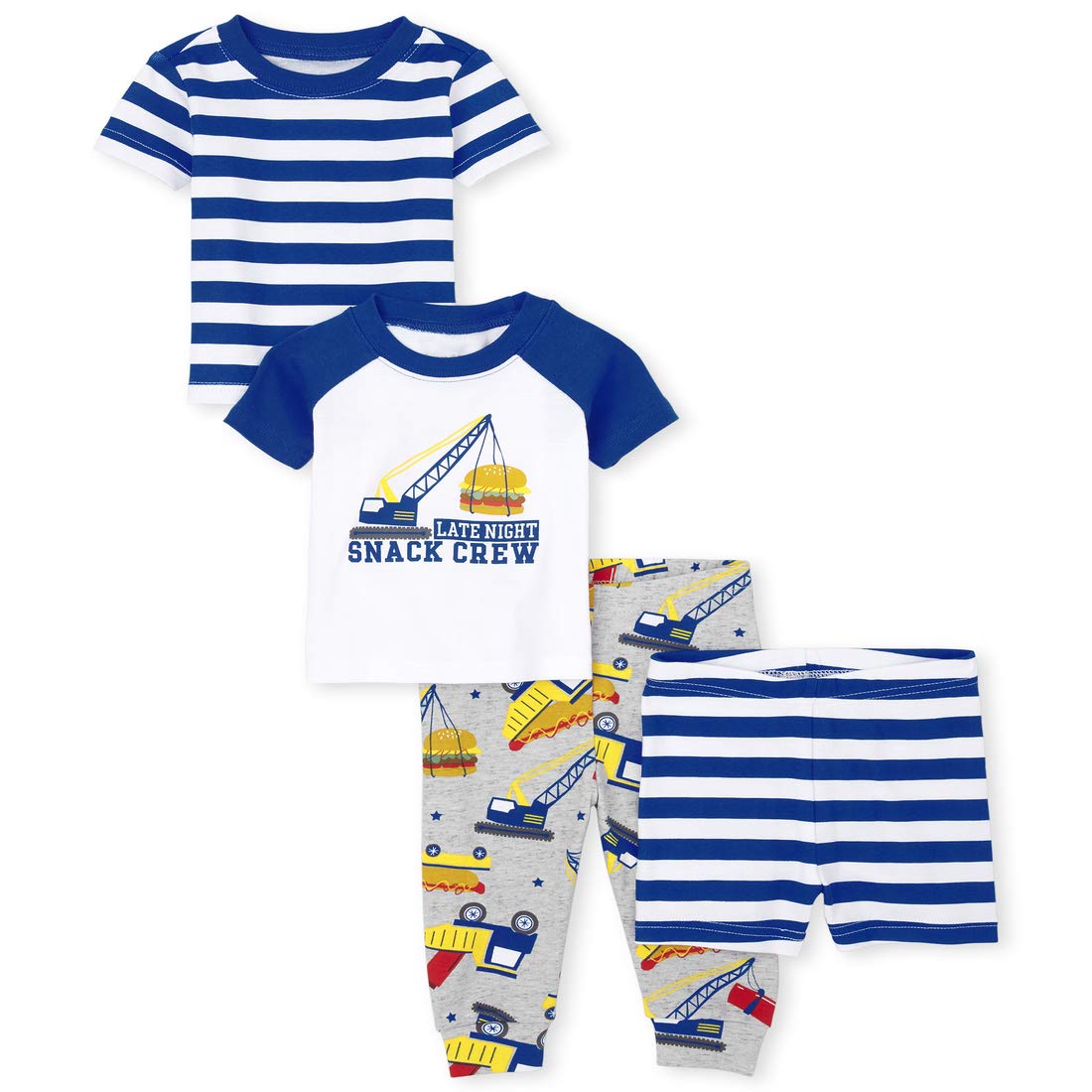 The Children's Place Boys' 4-Piece Pajama Set - Soft Cotton Sleepwear for Kids | Perfect for Bedtime, Lounging & Sleepovers