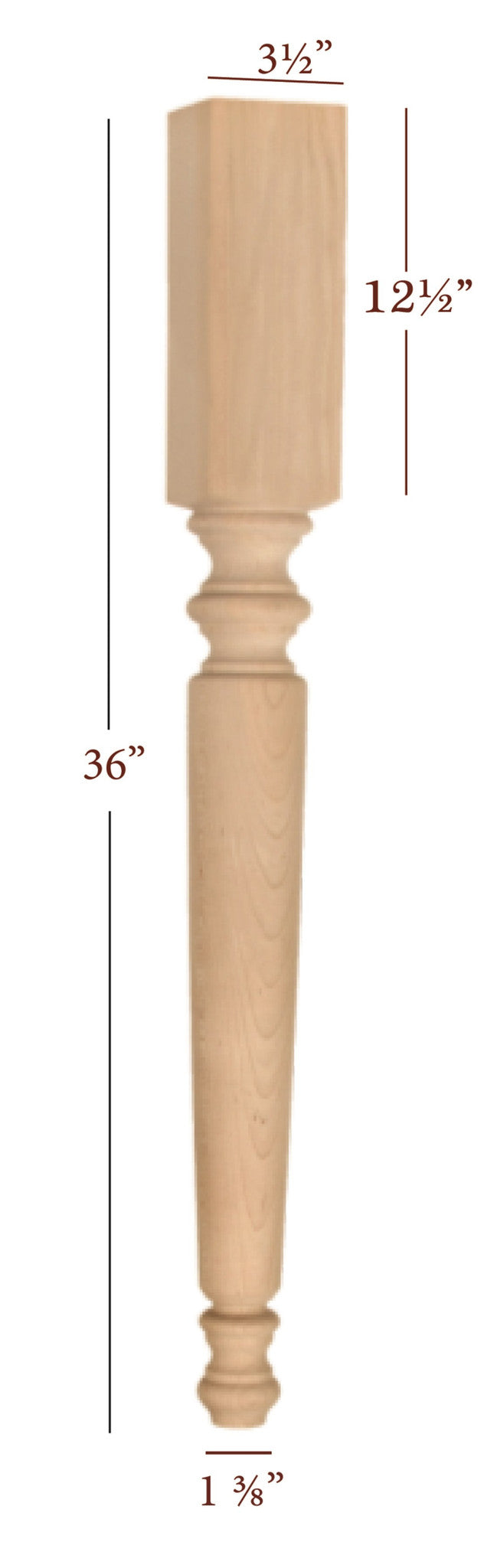 Traditional Hamilton Plain Island Leg - Durable Kitchen Island Legs for DIY Furniture & Home Decor | Perfect for Farmhouse, Rustic, and Modern Kitchen Designs