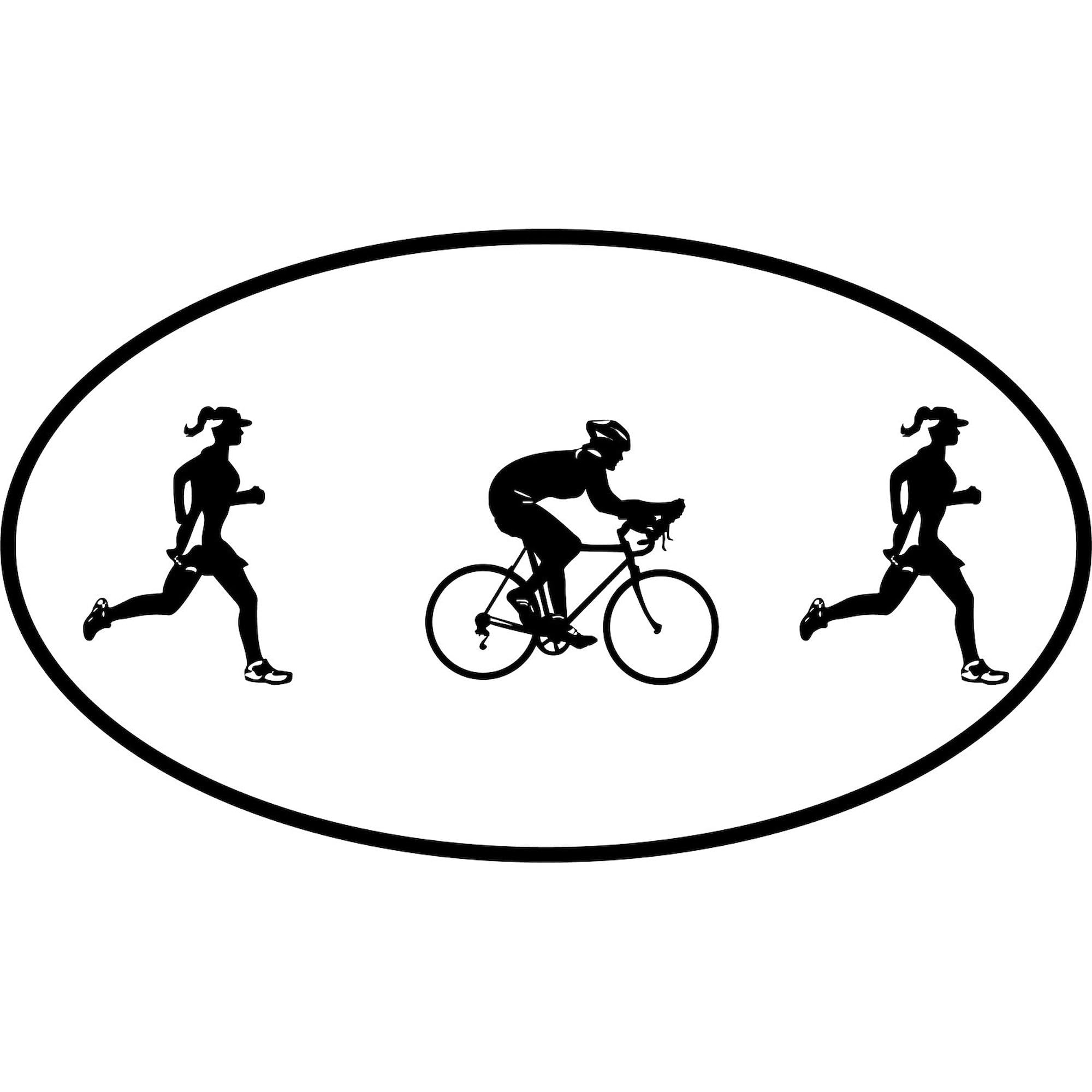 Women's Duathlon Oval Sticker - Waterproof Vinyl Decal for Cars, Laptops & Windows - Perfect for Athletes, Runners & Cycling Enthusiasts