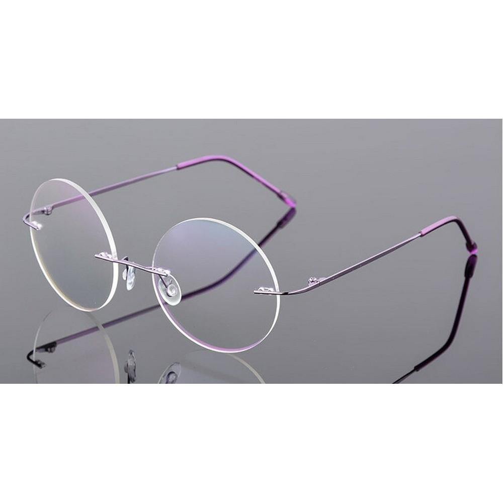 Steve Jobs Gandhi Harry Potter Style Foldable Ultra Light Blue Light Blocking Computer Glasses - Round Rimless Eyewear for Men & Women - Perfect for Office, Gaming & Screen Use