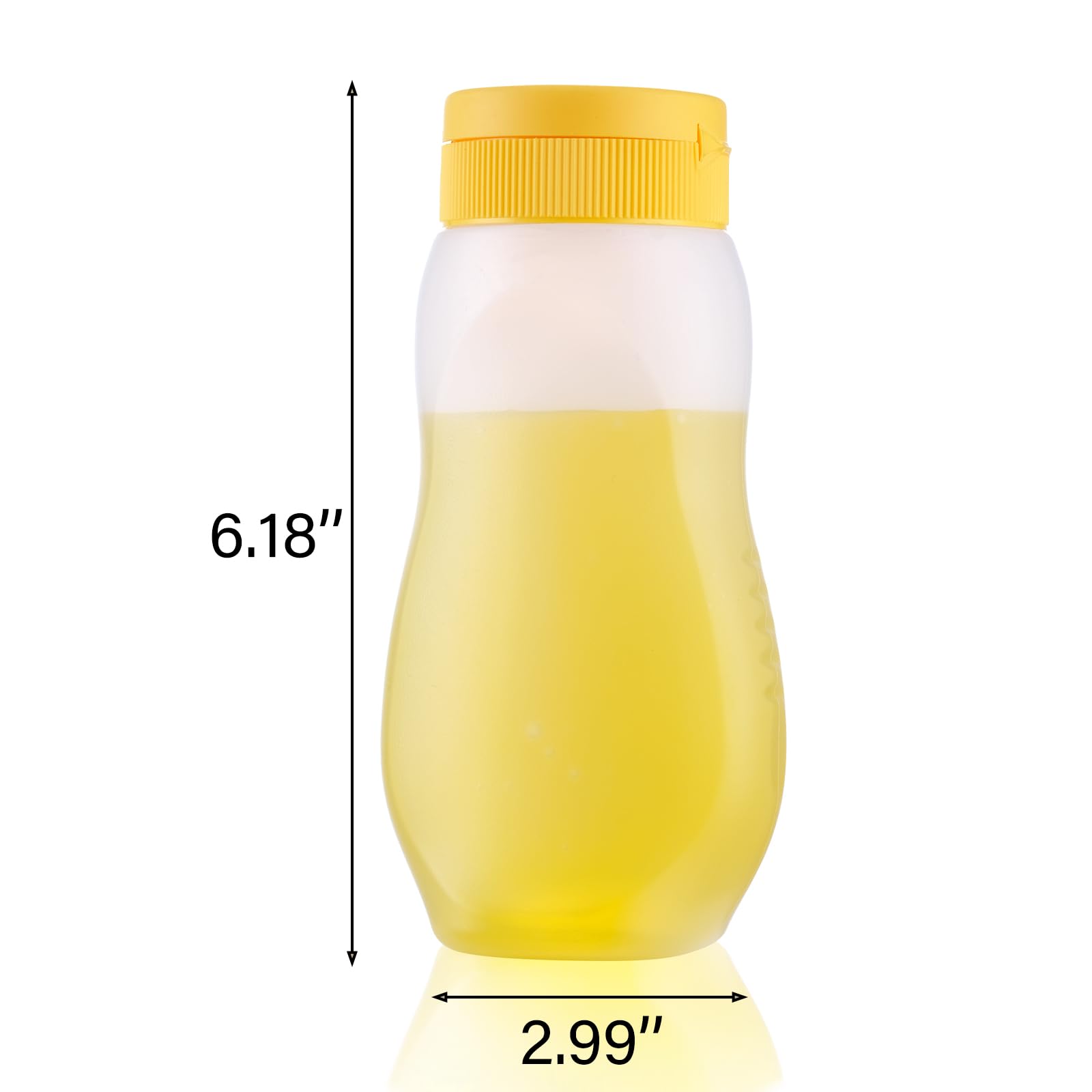 6-Pack 12oz Condiment Squeeze Bottles with Flip Top Lids - Hot Sauce, BBQ Sauce & Oil Dispenser Bottles with Yellow Caps - Perfect for Camping, Picnics & Outdoor Cooking