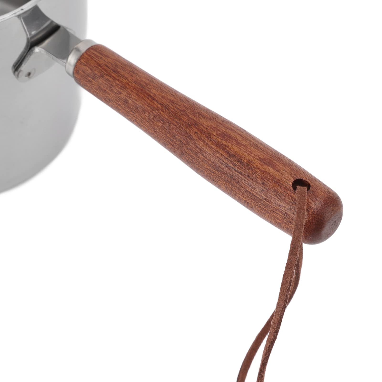Stainless Steel Butter Warmer 15 oz - Turkish Coffee Pot & Mini Milk/Coffee Warmer with Wooden Handle - Perfect for Melting Chocolate, Heating Maple Syrup, Sauces & More - Ideal for Kitchen, Camping & Coffee Lovers