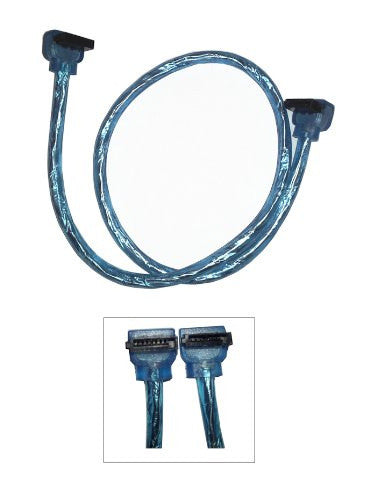 OKGear 18-Inch Blue Premium SATA III Round Cable - 6Gbps Data Transfer Speed - Right Angle to Right Angle with Latch - Ideal for PC Builds, Gaming Rigs & Server Upgrades