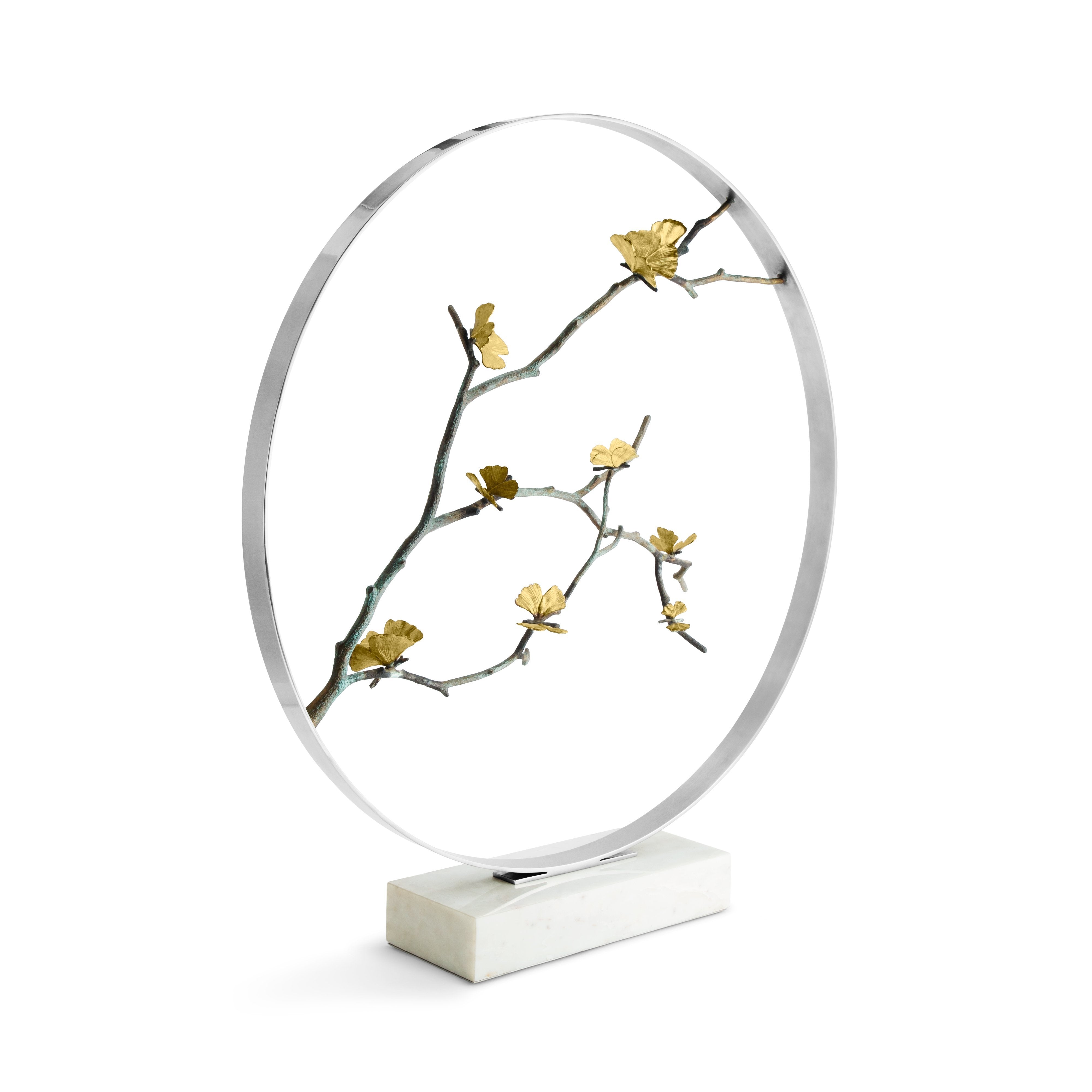 Elegant Butterfly Ginkgo Moon Gate Sculpture - Handcrafted Asian Garden Art for Outdoor Decor & Zen Landscaping