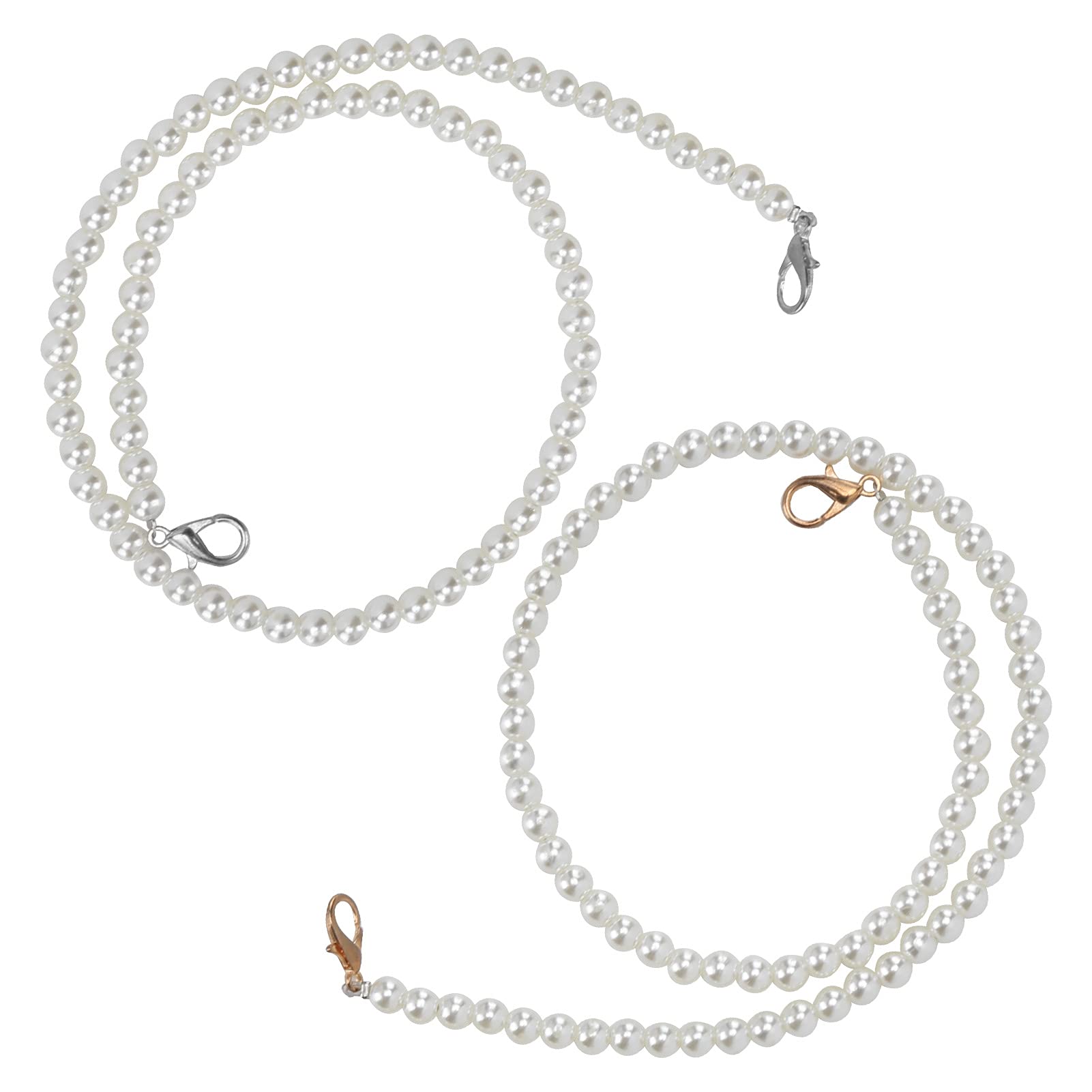 2PCS Pearl Beaded Bag Straps - 60cm Adjustable Purse Chains for Handbags, Wallets & Phone Accessories | Elegant DIY Replacement Strap for Women's Purses, Perfect for Daily Use, Parties & Gift Giving
