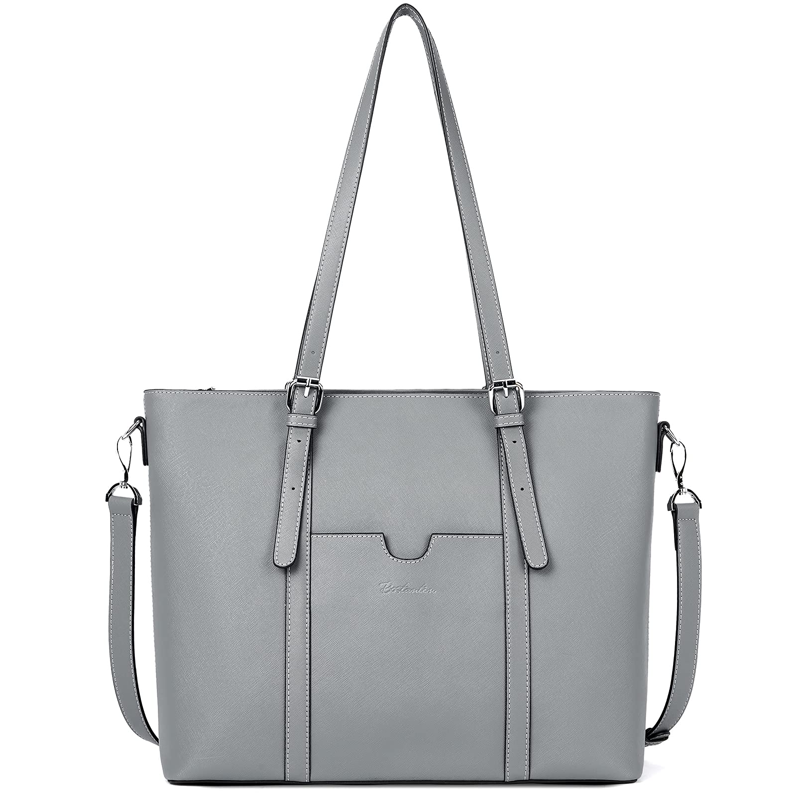 BOSTANTEN Women's Genuine Leather Laptop Tote Bag - 15.6 Inch Vintage Office Shoulder Handbag & Work Briefcase Purse for Business, Travel, and Daily Commute