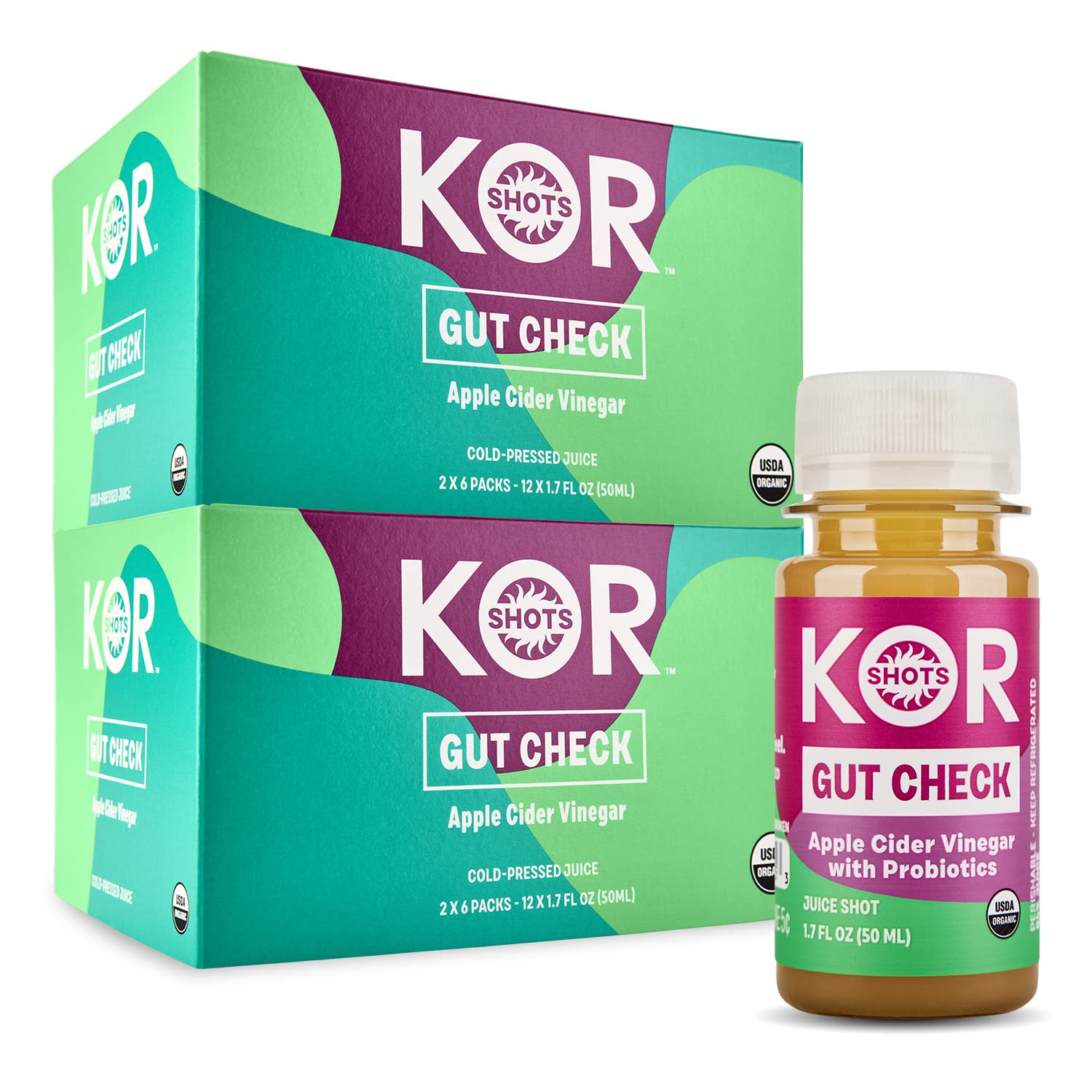 Organic Apple Cider Vinegar Probiotics Shot - 24 Pack (1.7 Fl Oz Each) with 1 Billion CFU for Gut Health & Digestion - USDA Certified - Perfect for Daily Wellness Routine & On-the-Go Immune Support
