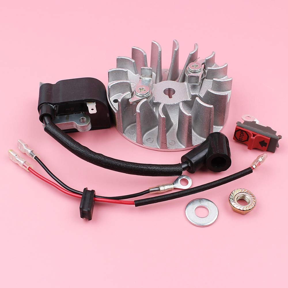 Husqvarna 137 142 Chainsaw Ignition Coil Module Flywheel & On/Off Stop Switch Replacement Parts - Compatible with Yuton - Perfect for DIY Repairs & Maintenance