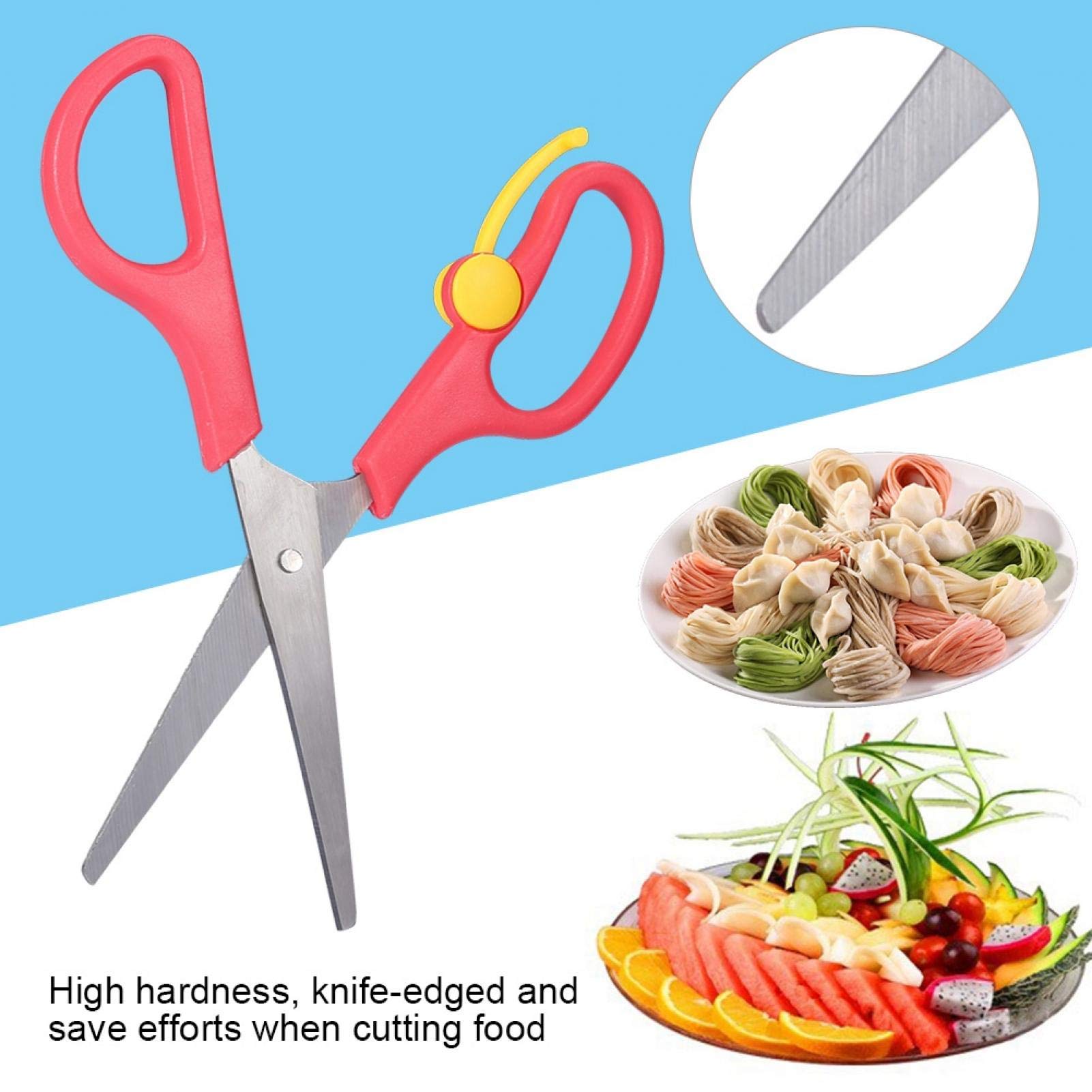 Baby Food Scissors - Stainless Steel Safety Cutter for Kids with Cover | Infant Complementary Feeding Tool (Red)