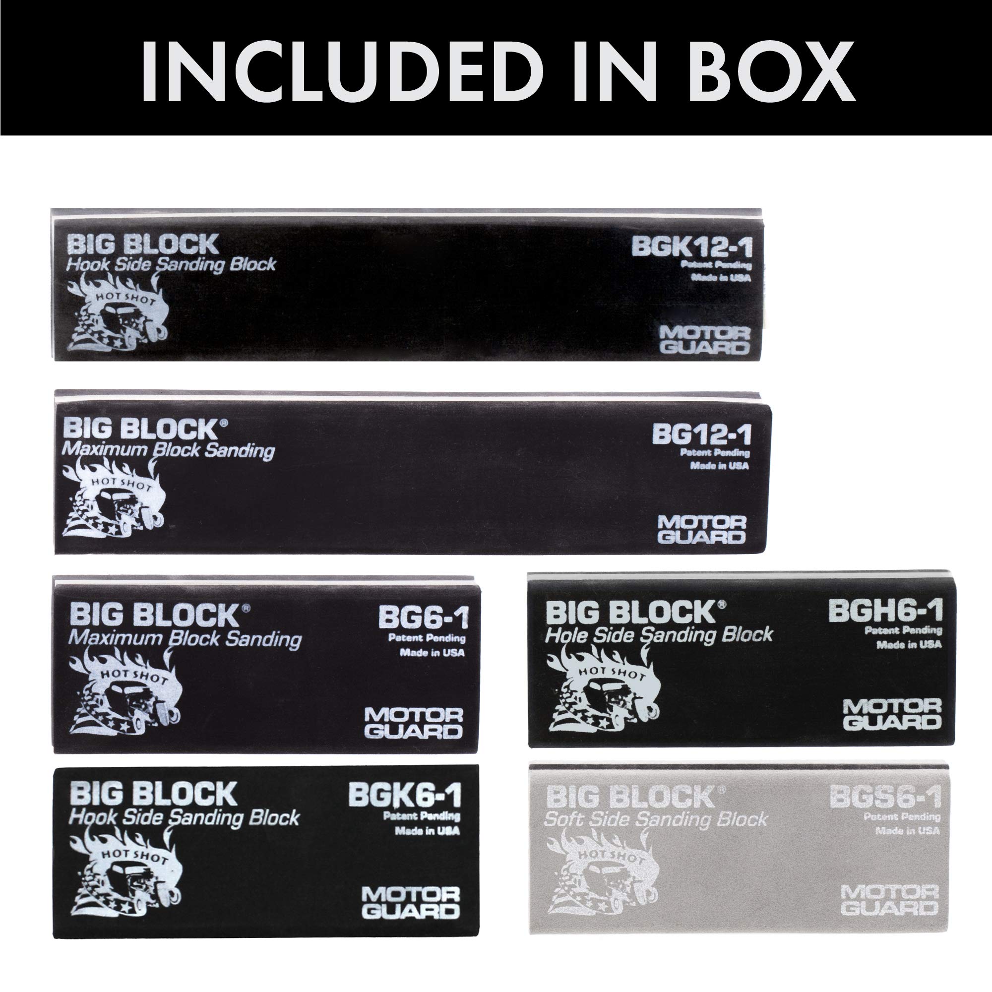 Motor Guard AP-4 Big-Block Sanding Block Set - 6 Piece Assortment for Woodworking, Auto Body & DIY Projects - Perfect for Smoothing, Sanding & Finishing Surfaces