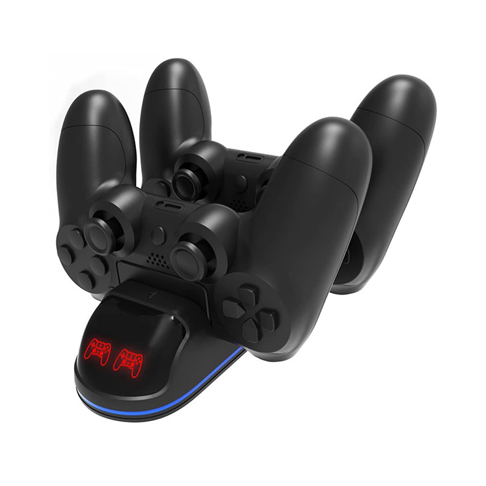 YYOYY Wireless PS4 Controller Charger Station - Dual Charging Dock with LED Display for PS4 Slim/Pro Gamepads | Fast Charging & Convenient Gaming Accessory for Playstation 4 Enthusiasts | Perfect for Multiplayer Gaming Sessions & Overnight Charging