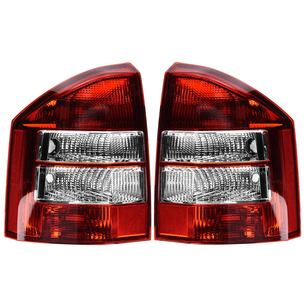2007-2010 Jeep Compass Rear Brake Tail Lights Lens & Housing Assembly Pair (Left + Right) - Durable Replacement for Enhanced Night Visibility & Safety Driving