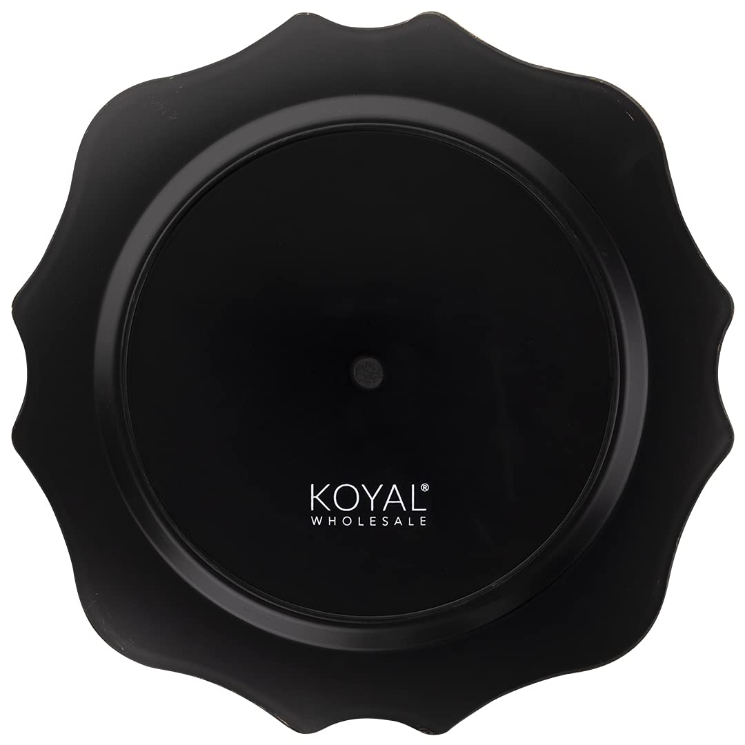 Koyal Wholesale 12-Pack Modern Scallop Charger Plates - French Style Rustic Farmhouse Dinnerware, Ornate Decorative Plates for Wedding, Party & Holiday Table Setting (Gray)