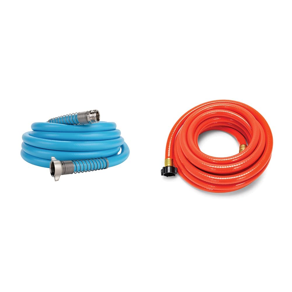 Camco EvoFlex 35-Foot Drinking Water Hose & Rhino 25-Foot RV Black Water Hose Bundle - Premium RV Water System for Camping, Outdoor Adventures & RV Maintenance