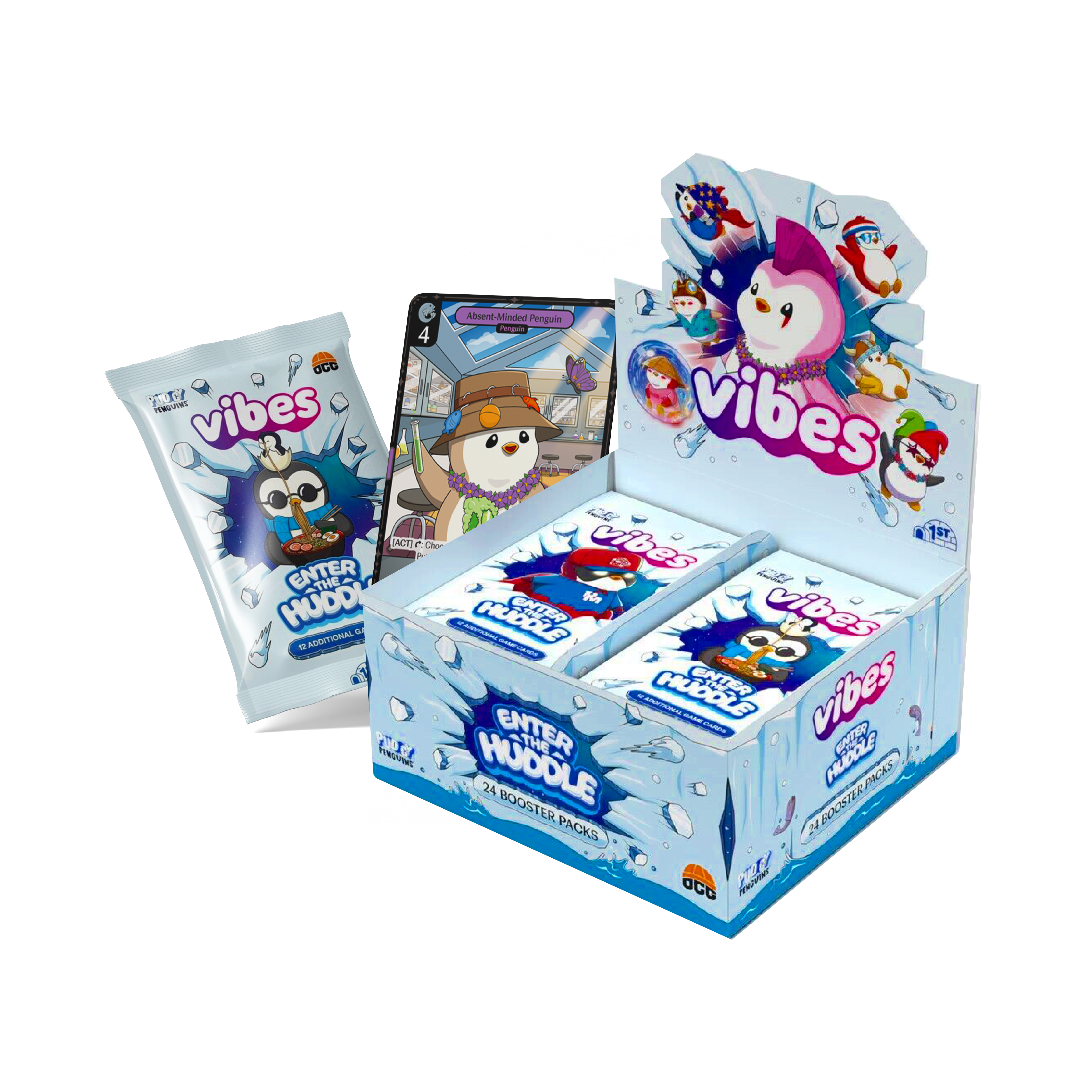 Vibes Pudgy Penguins 1st Edition Trading Card Game Booster Box - Collectible TCG Cards for Gaming, Trading & Display - Perfect for Card Game Enthusiasts & Collectors