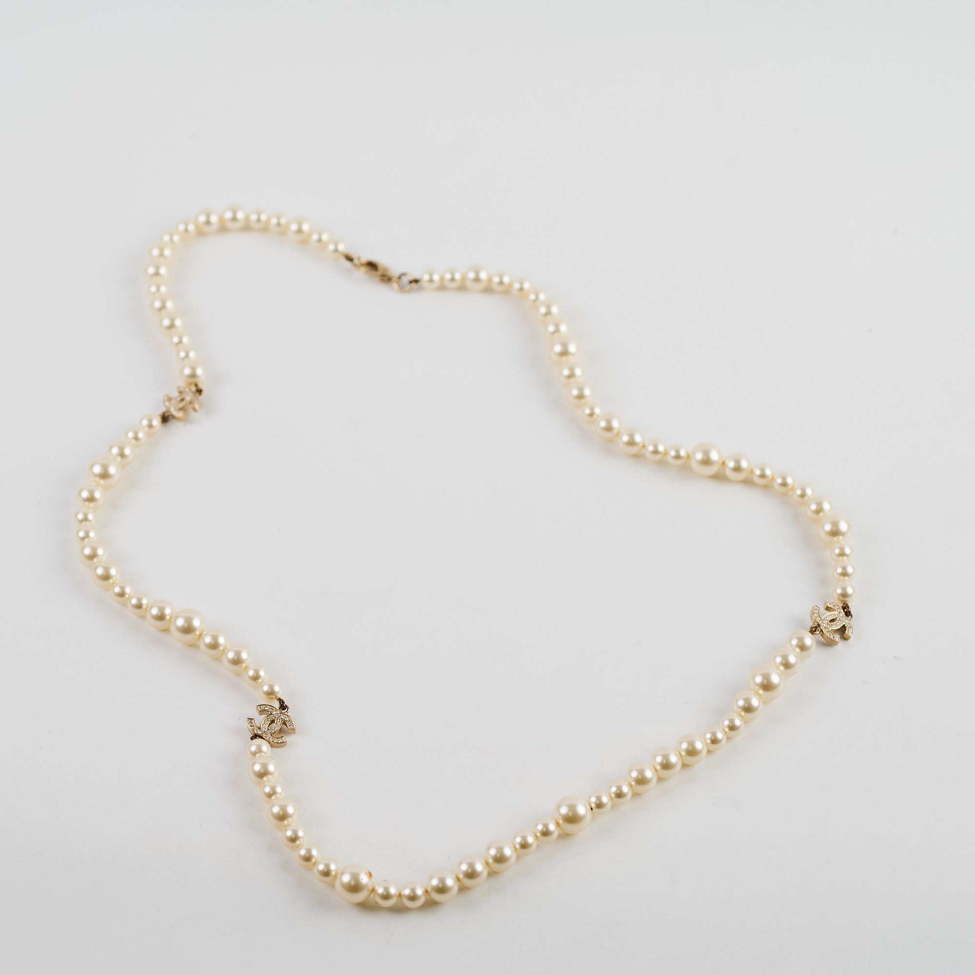 Chanel Pearl Long CC Logo Necklace - Elegant Costume Jewelry for Women | Perfect for Parties, Weddings & Special Occasions