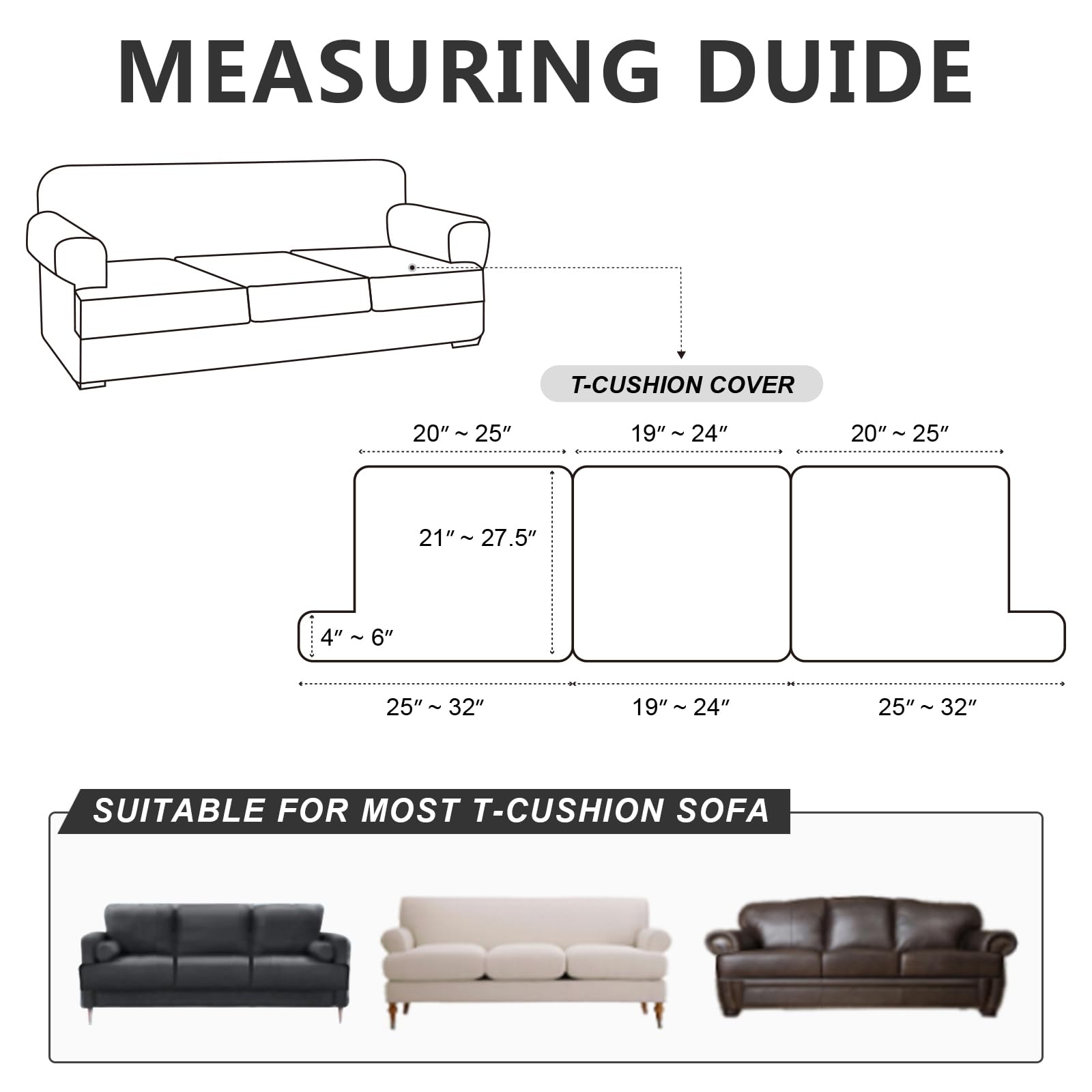 Molasofa T-Cushion Sofa Slipcover Set - Stretchable Spandex Fabric Couch Protector for Sectional, Armchair & Loveseat (3-Piece, Burgundy Red) - Perfect for Living Room, Family Room & Home Theater Seating Protection