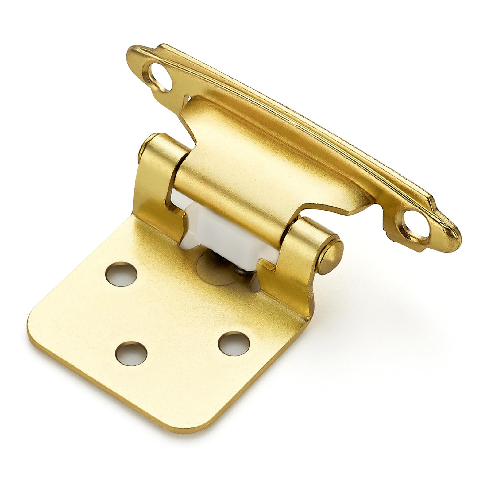 50 Pack 25 Pairs 1/2 Inch Overlay Cabinet Hinges - Gold Semi-Concealed Cupboard Hinges, Self Closing Face Mount Cabinet Door Hardware - Perfect for Kitchen Cabinets, Wardrobes & Furniture Installation