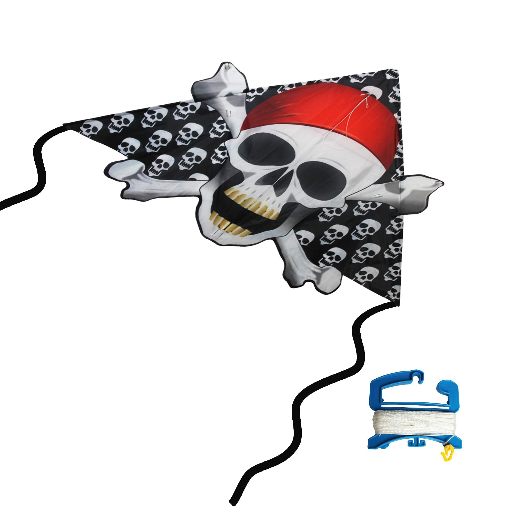 WindNSun Delta XT Nylon Kite - Skull & Bones Design, 54 Inch Wide for Outdoor Beach & Park Flying