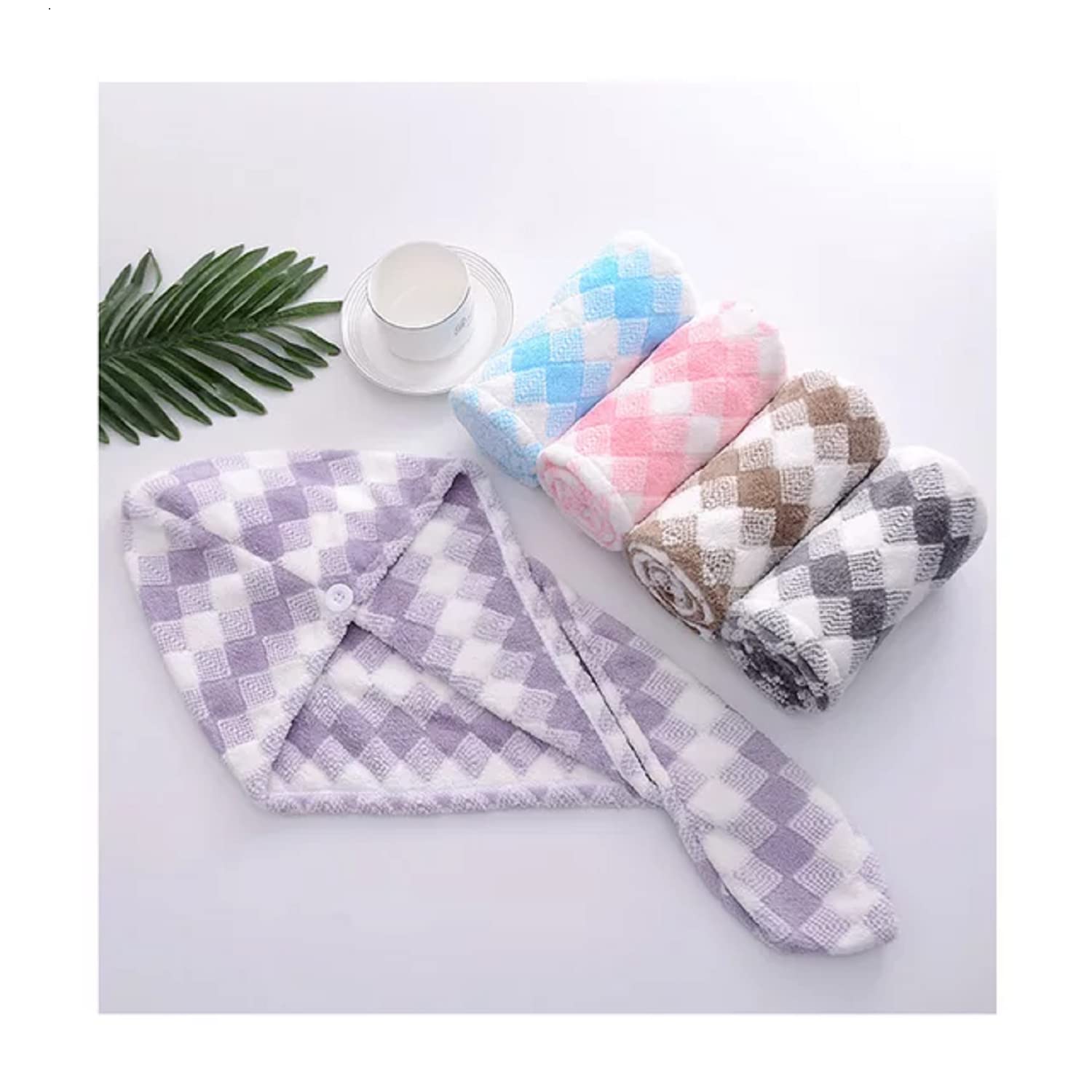 Khillayox 400 GSM Microfiber Hair Towel Wrap for Women - Super Absorbent Quick Dry Hair Turban, Soft Bathrobe Towel Set of 2 (Ideal for Shower, Salon, Spa & Travel)