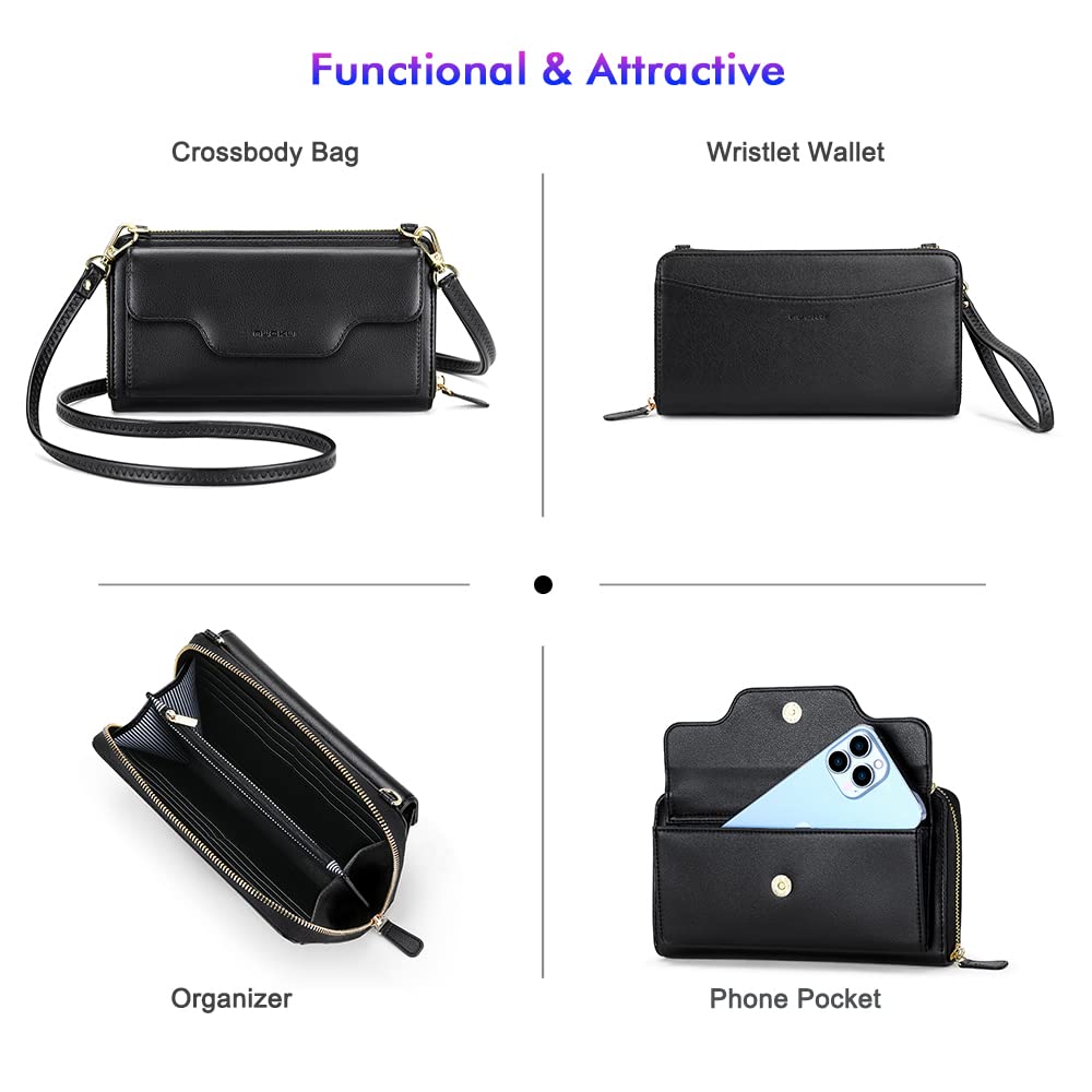 Nuoku RFID Blocking Crossbody Bags for Women - Small Clutch Purse & Wristlet Wallet with Phone Pocket - Perfect for Travel, Shopping, and Daily Essentials