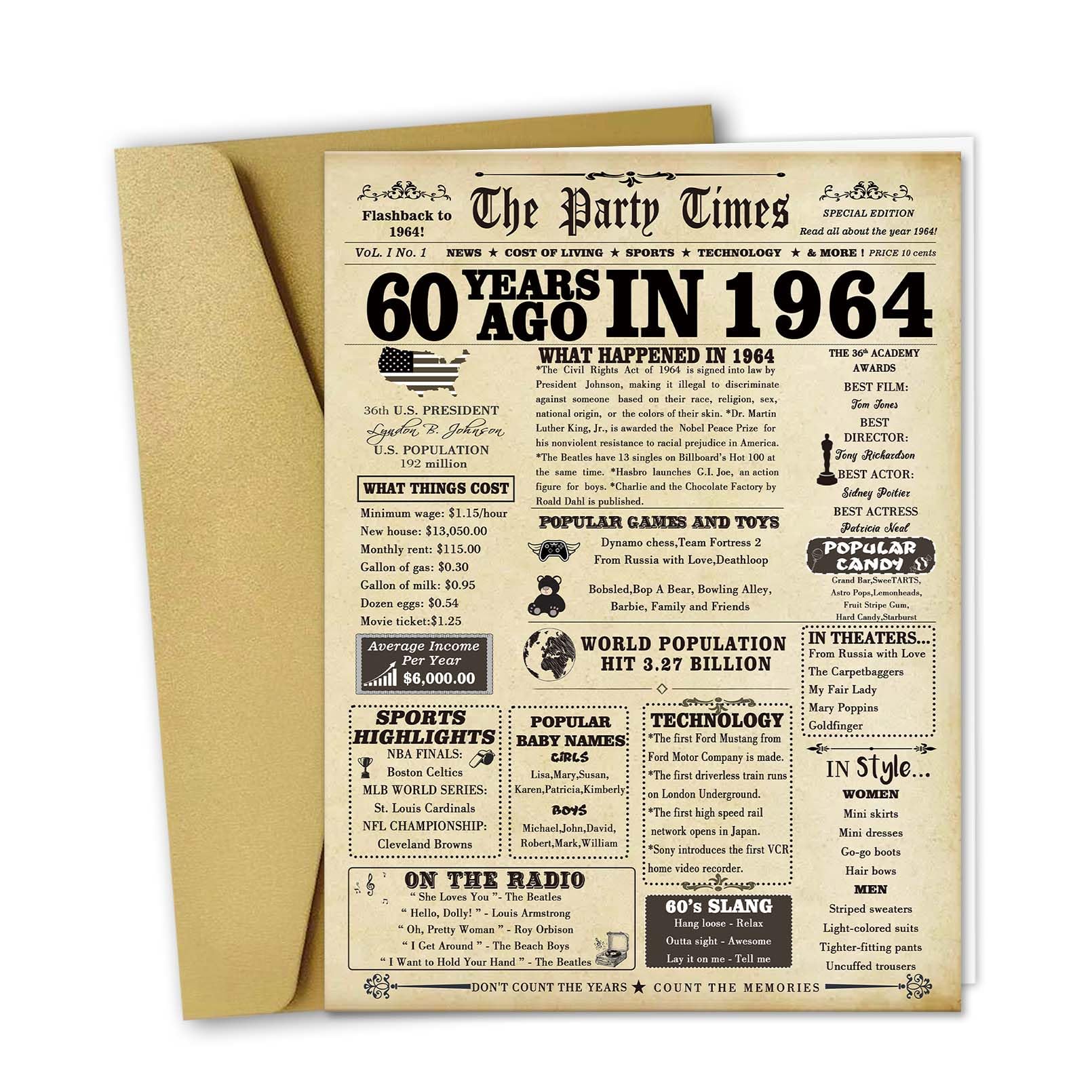 60th Birthday Card for Women & Men - Funny Large 60 Year Old Gift for Mom, Dad, Husband, Wife | Wedding Anniversary Card | Perfect for Birthday Parties & Milestone Celebrations