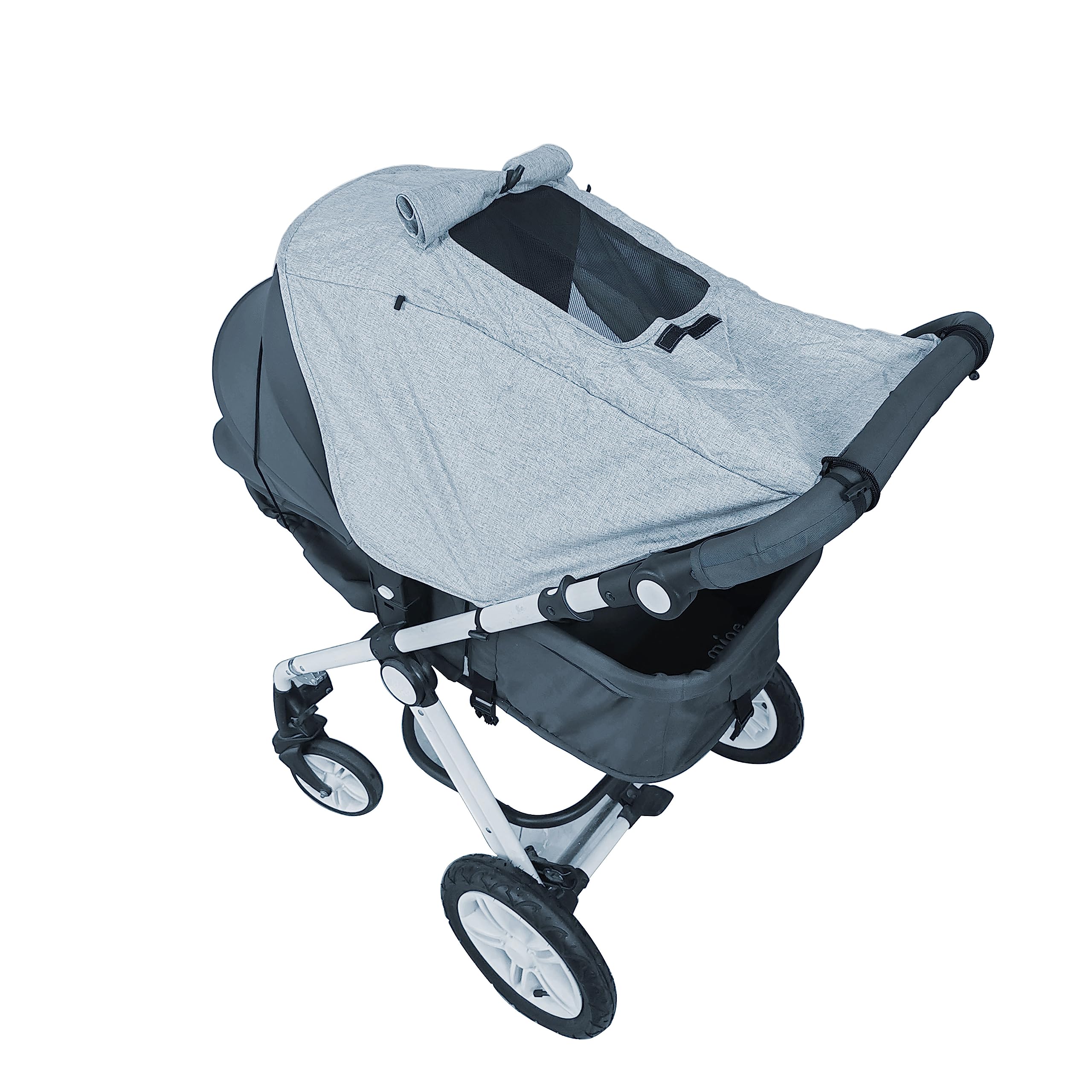 Universal Baby Stroller Sun Shade Cover - Blackout UV Protection for 0-6 Months Infants, Windproof Sun Visor for Bassinet & Stroller (Gray) - Perfect for Outdoor Walks, Park Visits & Beach Trips