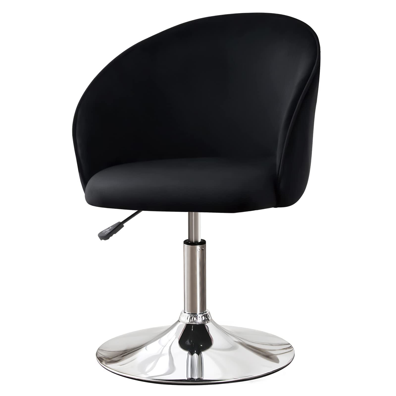 Furnimart Velvet Vanity Chair - Adjustable Height Makeup Chair with Chrome Frame, Round Swivel Accent Chair for Bedroom, Living Room & Office - Soft Velvet Upholstery, Modern Lounge Chair (Black) | Perfect for Dressing Tables, Vanity Areas, Home Salons & Stylish Workspaces