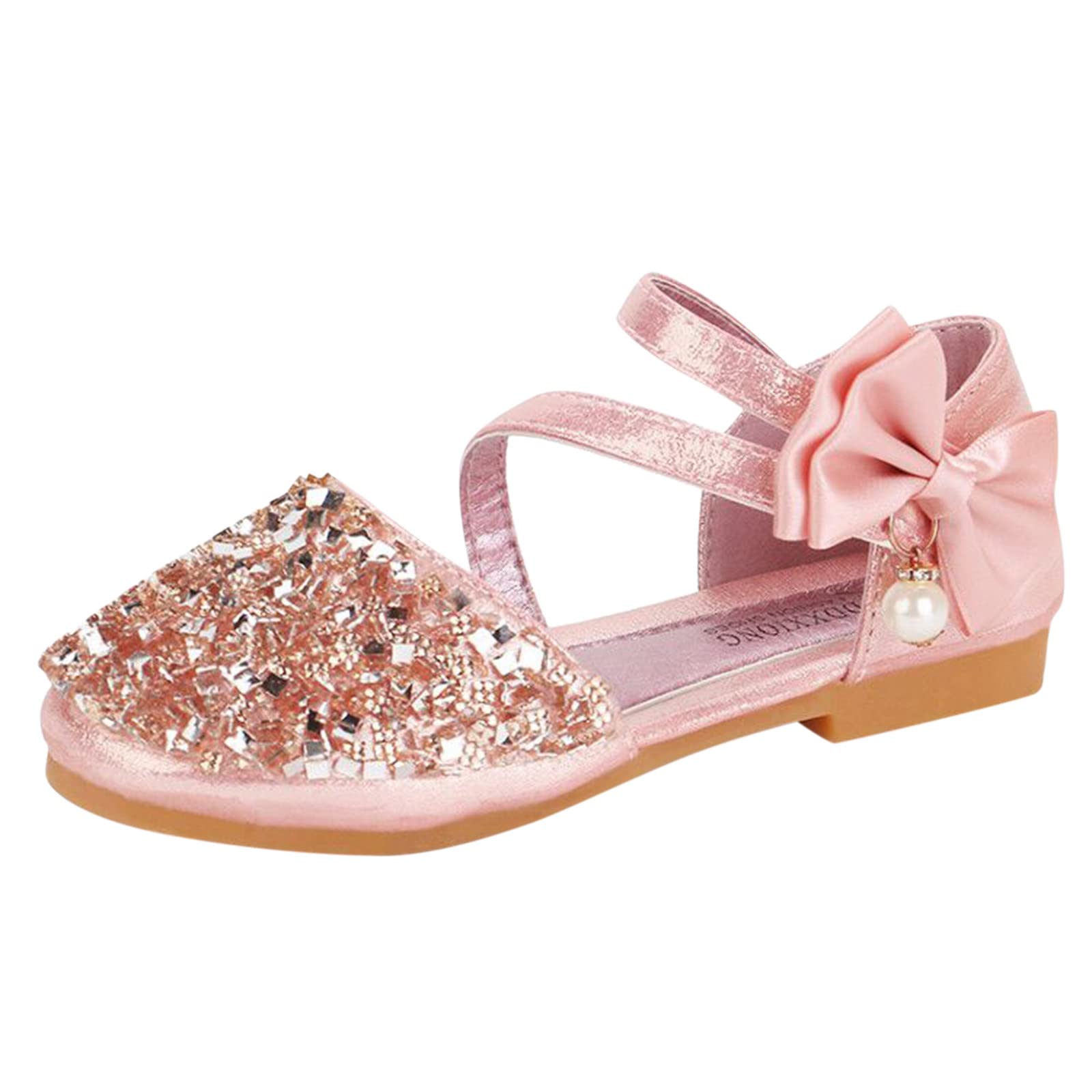 Kelon Girls Princess Shoes - Sparkling Crystal Pearl Bowknot Sandals for Baby & Toddler (6-24 Months) | Comfortable & Stylish First Walkers for School, Party & Special Occasions