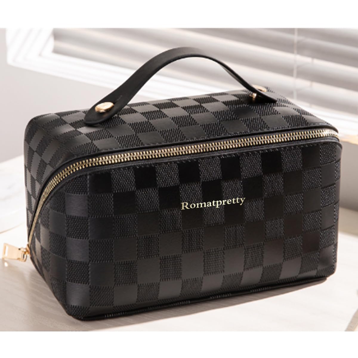 Waterproof Makeup Bag for Women - Large Capacity Travel Cosmetic Organizer with Handle, Perfect for Travel & Daily Use