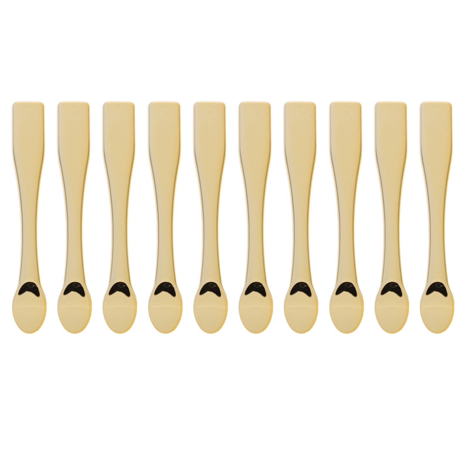 FOMIYES 10Pcs Gold Mini Makeup Spatulas - Cosmetic Scoop Spoons for Skincare, Mixing & Jar Scraping | Plastic Facial Cream Applicators for DIY Beauty, Travel & Salon Use