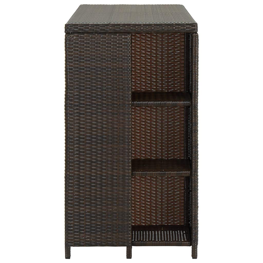 Brown Poly Rattan Bar Table with Storage Rack - 47.2x23.6x43.3 Inch Small Bistro Dining Table Set for Kitchen, Living Room & Bar Area | Perfect for Small Spaces, Breakfast Nooks & Outdoor Entertaining