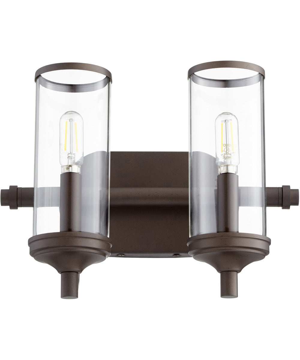 13W Collins 2-Light Bathroom Vanity Light Fixture in Oiled Bronze Finish - Perfect for Bathroom Mirror Lighting and Modern Home Decor