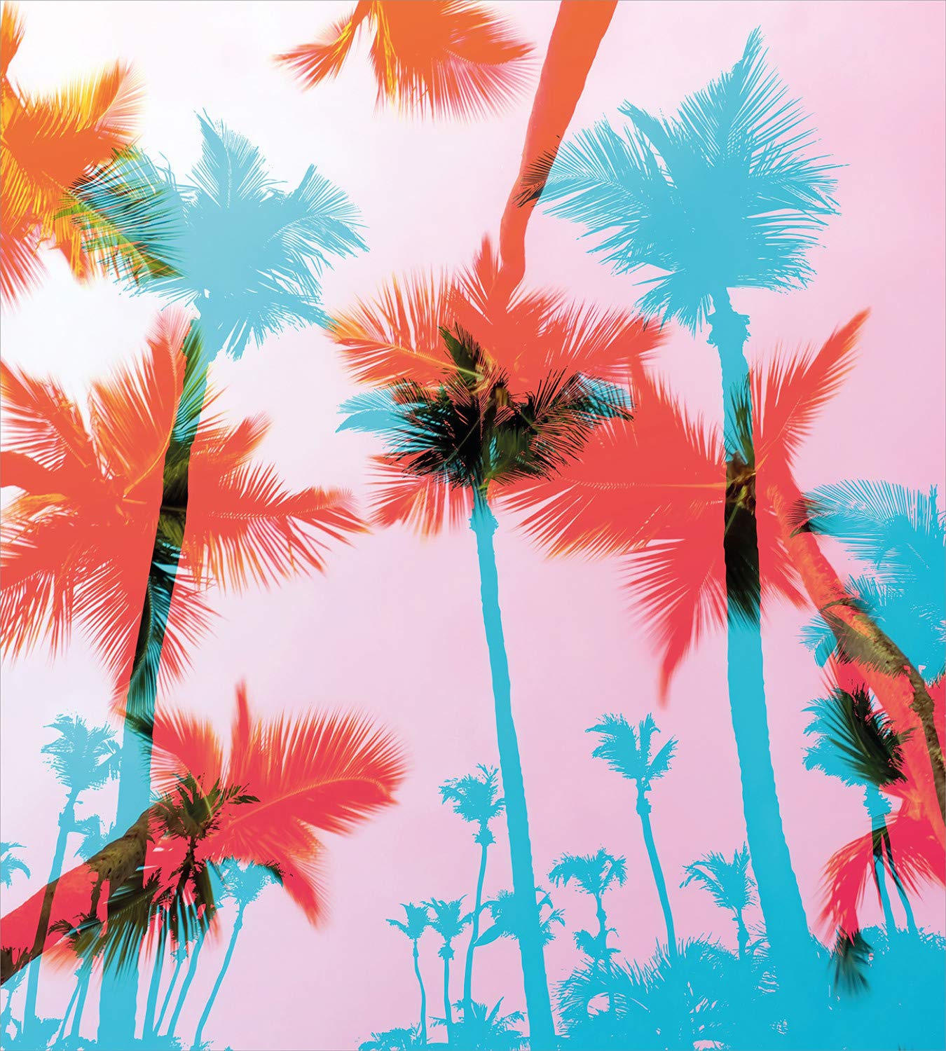Ambesonne Tropical Duvet Cover Set - Coconut Palm Tree Silhouette Beach Theme Bedding (2-Pack Twin Size, Dark Coral Turquoise) | Exotic Island Summer Decor for Bedroom & Guest Room