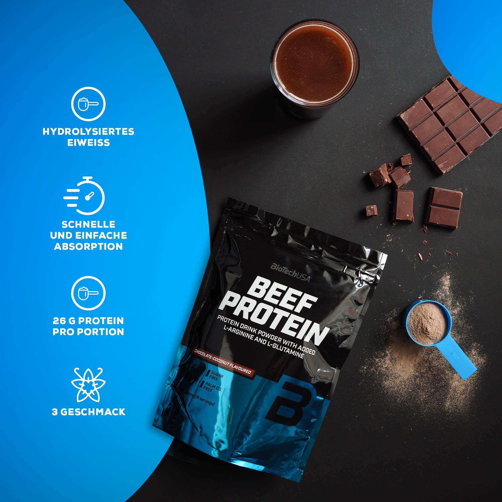 BioTechUSA Beef Protein Powder 1.8kg (60 Servings) - Grass-Fed Whey Protein Isolate for Muscle Growth & Recovery - Ideal for Bodybuilding, Fitness & Post-Workout Nutrition