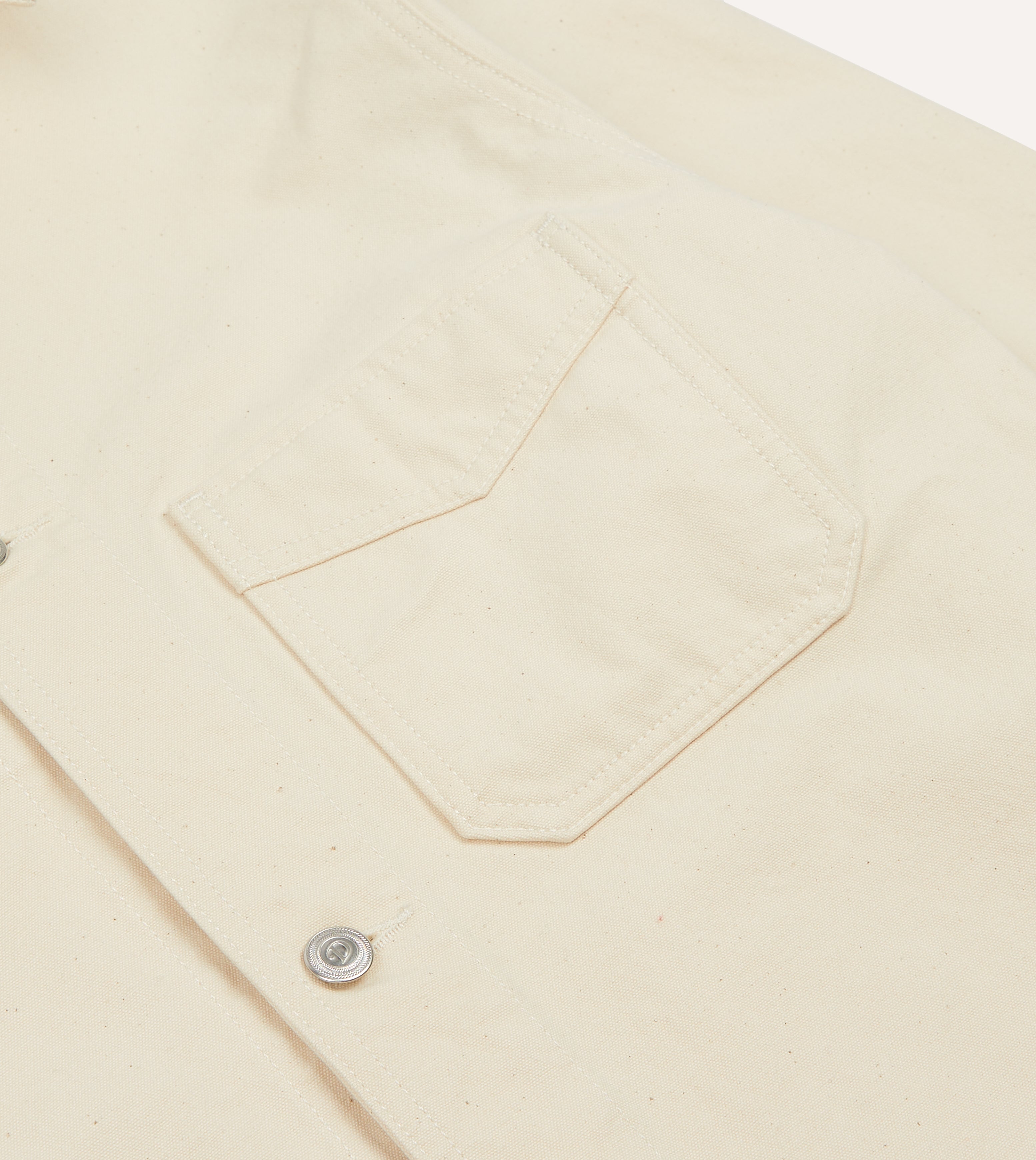Eco-Friendly Ecru Cotton Duck Canvas Five-Pocket Chore Jacket - Durable Workwear for Outdoor Activities, Gardening & Casual Wear