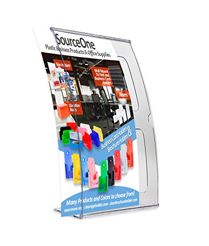 6 Pack SourceOne High Impact Curved 5x7 Sign Holders - Durable Acrylic Display Stands for Retail, Restaurants & Offices - Perfect for Menu Boards, Promotions & Event Signage