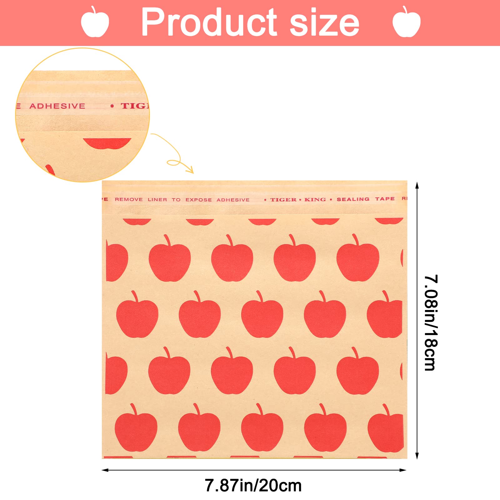 100 Pcs Eco-Friendly Sandwich Bags | Reusable Sealable Paper Lunch Bags for Kids | Snack, Burger & Candy Wrappers | Perfect for Cookies, Chocolates, Desserts & Party Favors (Fruit Patterns) | Great for School Lunches, Picnics & On-the-Go Snacking