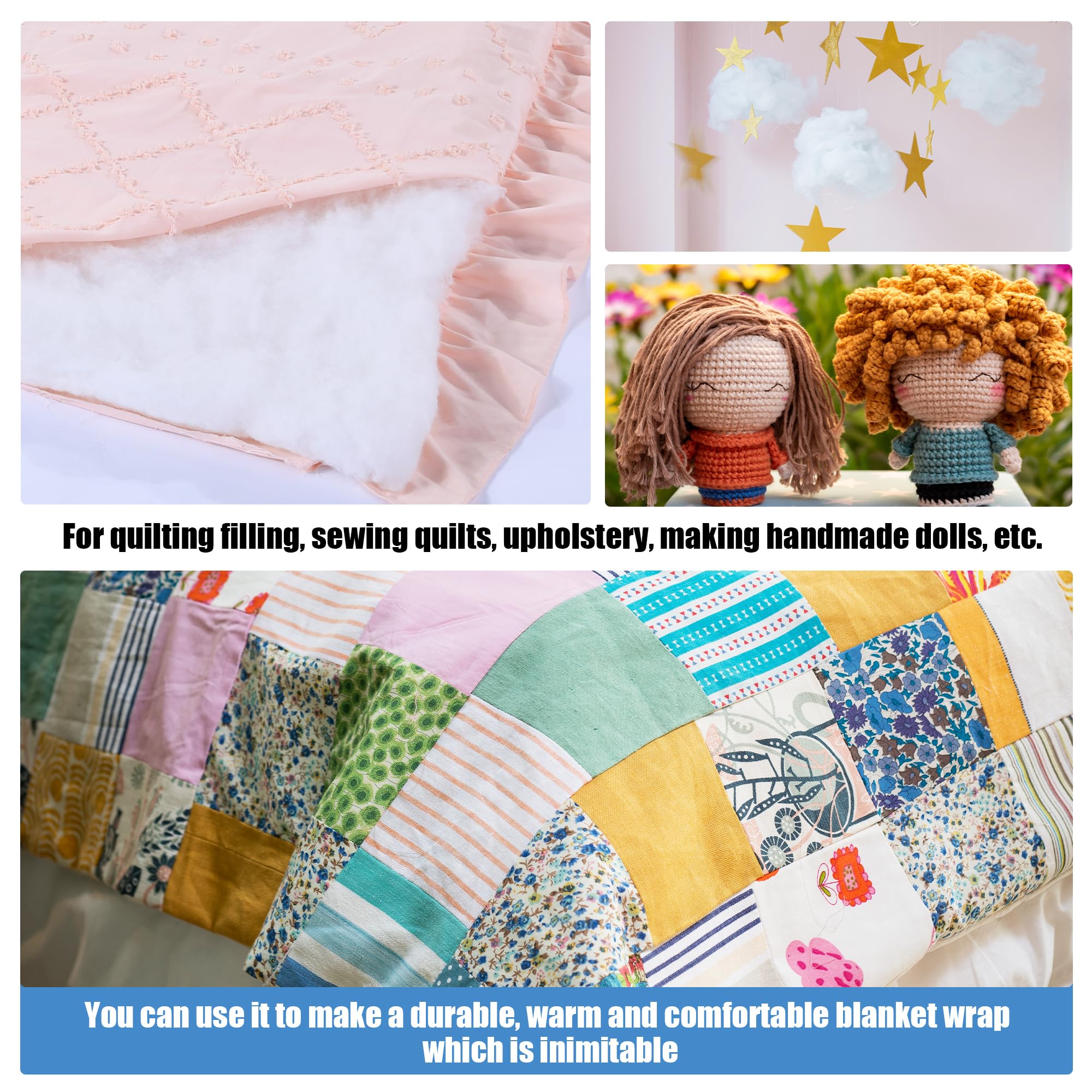 HOMBYS 100% Microfiber Quilt Batting - Ultra Soft & Durable Warm Quilting Material for DIY Crafts, Bedding & Wearable Arts (120