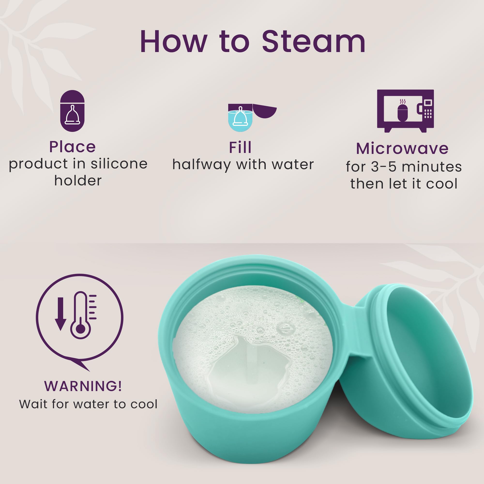 EcoBlossom Reusable Silicone Menstrual Cup Case & Sterilizer - Portable Microwave Steamer for Disc or Cup Cleaning - Hygienic Period Care Solution (Cyan) | Perfect for Travel, Home Use & On-the-Go Sanitization