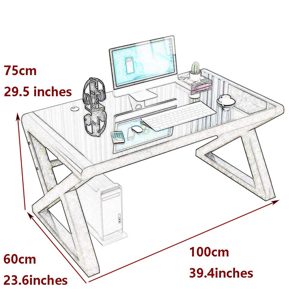 Modern Simple Computer Desk - Tempered Glass Office Desk with Cable Management Hole, Home Study Workstation (Black, 100x60x75cm) - Perfect for Home Office, Gaming & Remote Work
