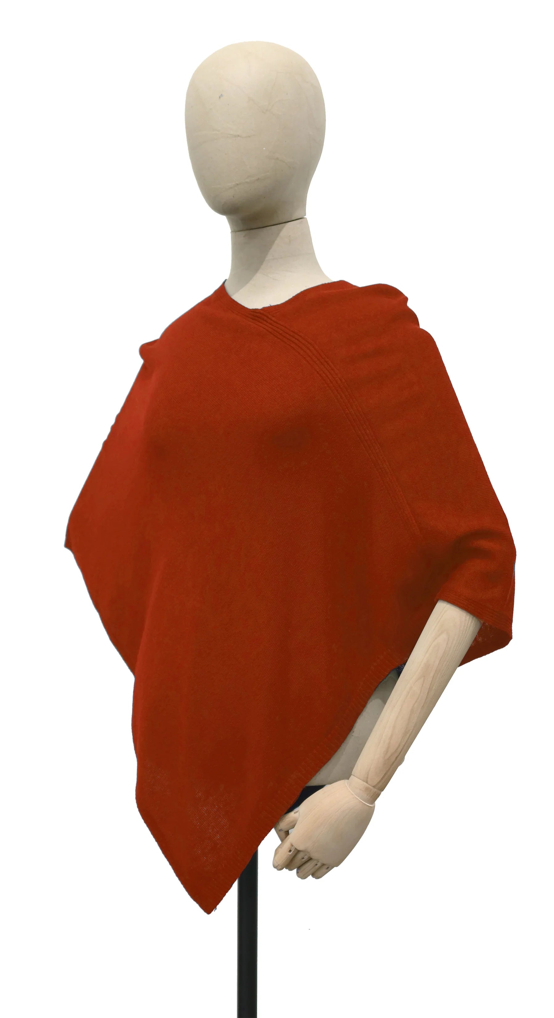 Triangle Solid Ribbed Knit Jersey Poncho - Women's Fashionable Winter Cape Shawl for Casual Outings, Office Wear & Holiday Parties | Cozy Oversized Wrap for Fall and Winter Seasons