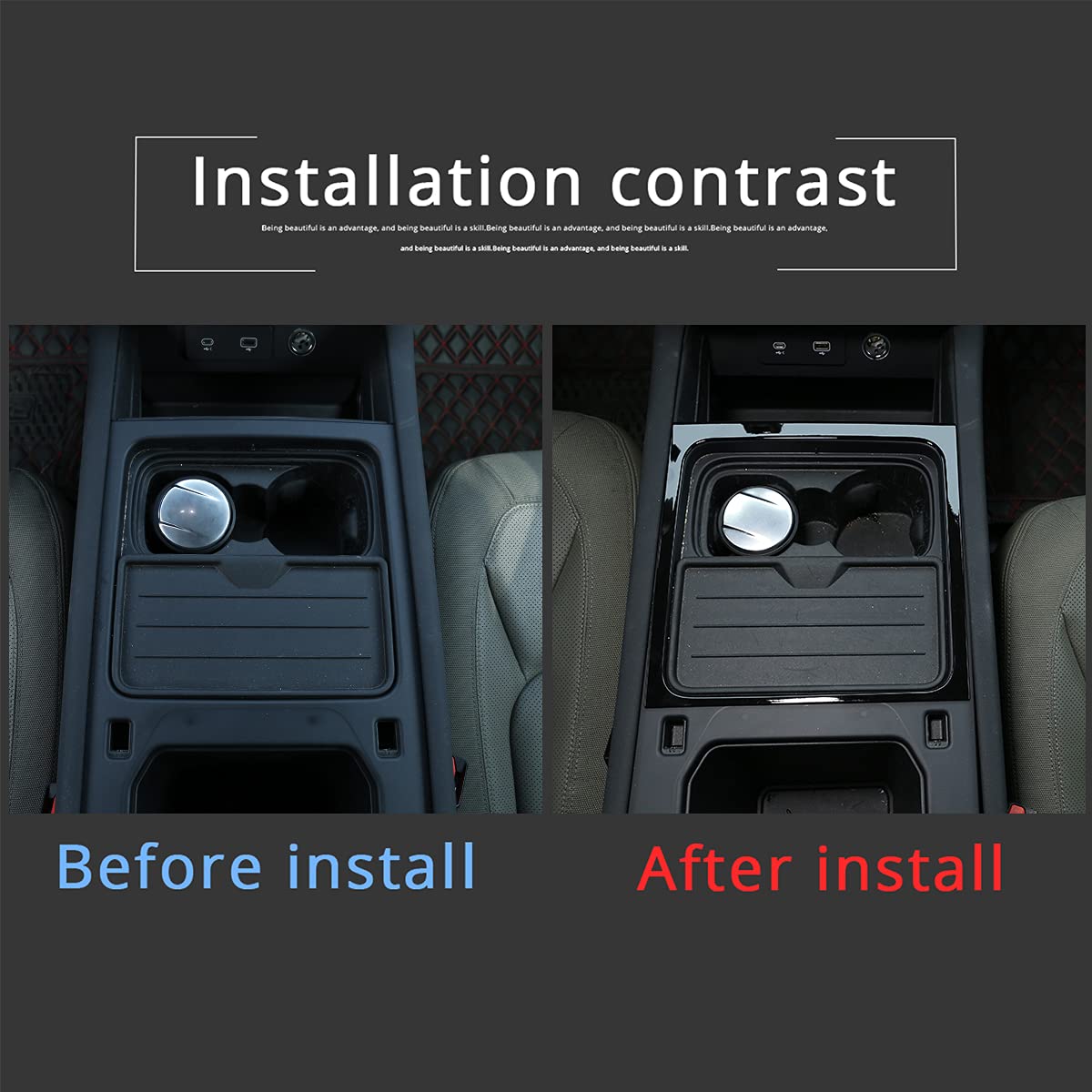 ABS Plastic Car Center Console Storage Box Frame Cover Trim for Land Rover Defender 110 2020 2021 - Durable Black Car Accessories for Organizing Phone, Keys & Small Items - Perfect for Off-Road Adventures & Daily Commute