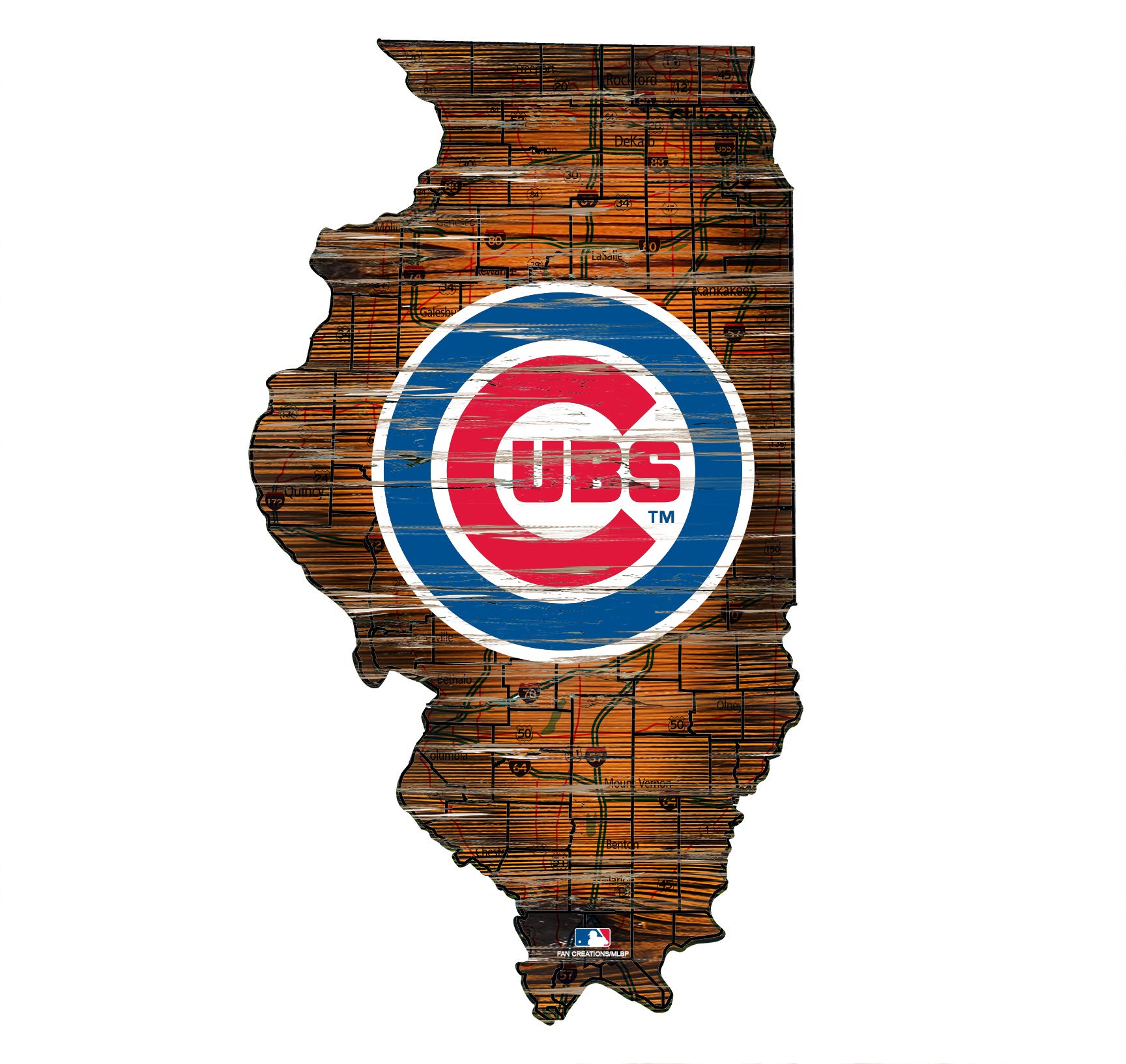 Chicago Cubs 24-Inch Wooden State Cutout Sign with Official Logo - Perfect for Home Decor, Game Room, and Sports Fan Gifts