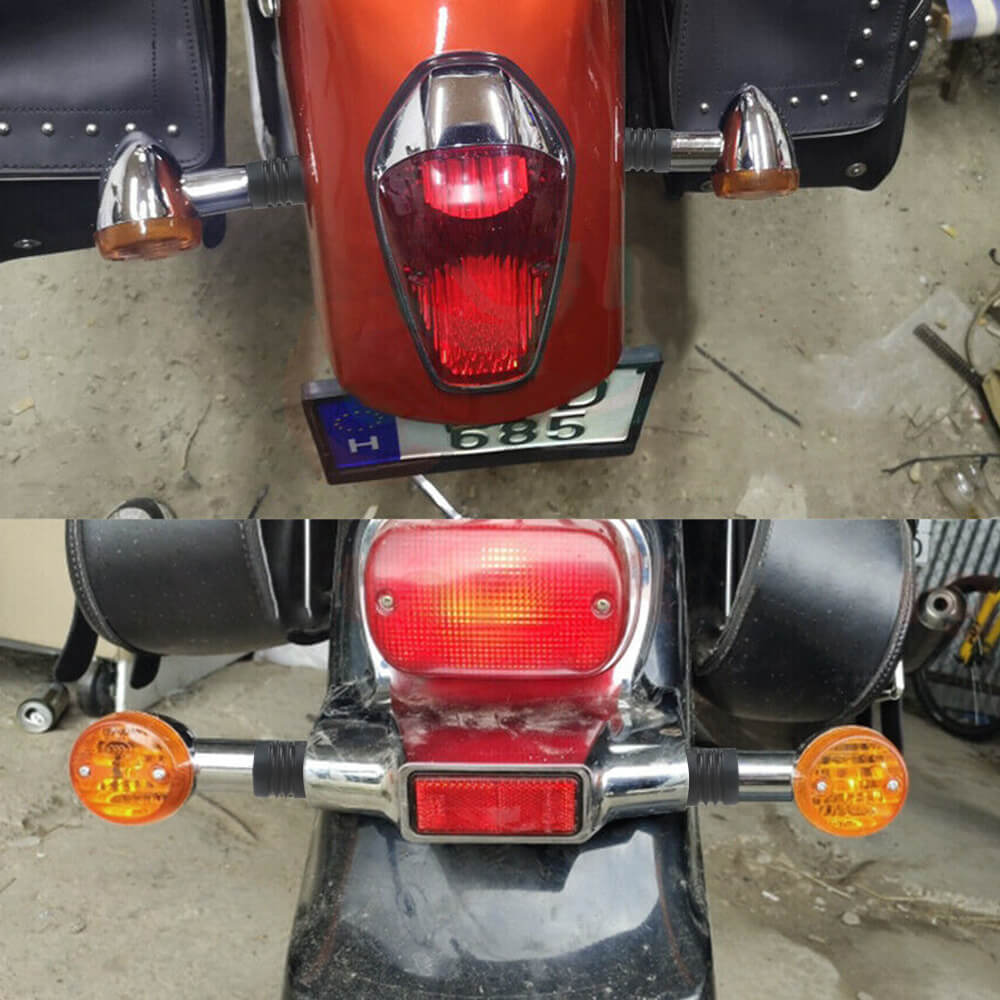 12V Motorcycle LED Turn Signals - Amber Front & Rear Blinker Lights - Waterproof Indicator Lights Replacement (2pc/4pc Set) - Perfect for Harley, Honda, Yamaha & Other Cruiser Bikes
