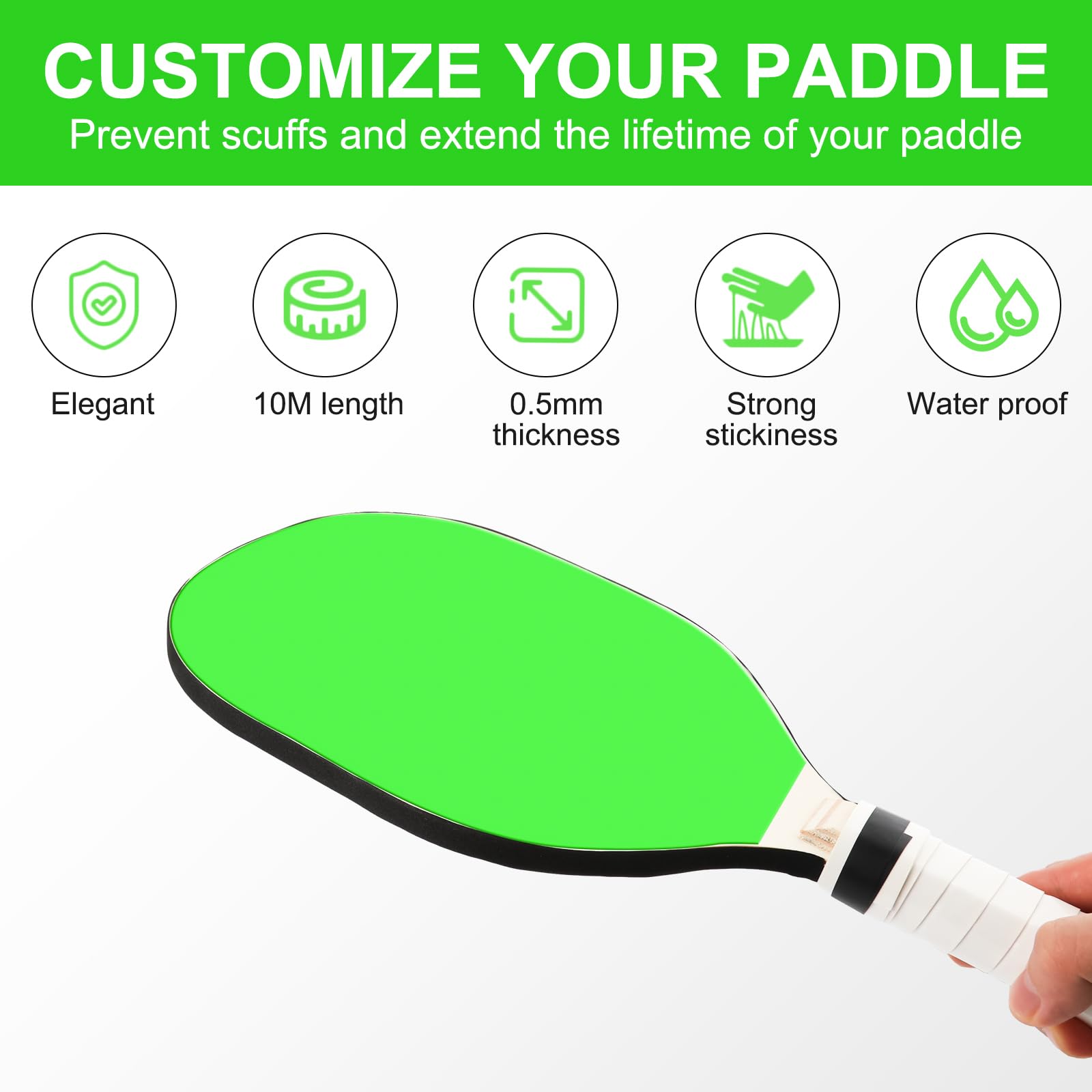 KINBOM 3-Piece Pickleball Edge Tape Set - Black, 3 Different Widths for Paddle Protection | Durable Pickleball Paddle Edge Guard Tape | Perfect for Indoor & Outdoor Court Play