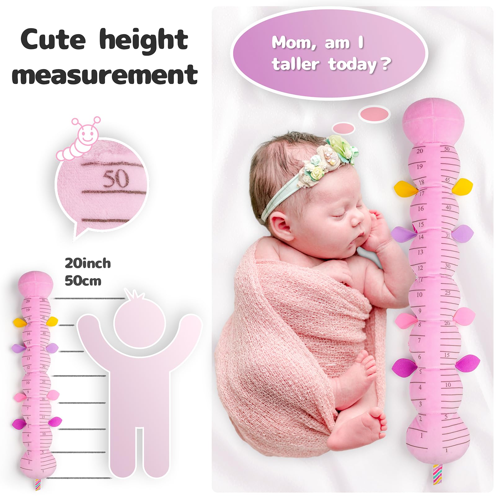 Soft Musical Stuffed Caterpillar Toy for Babies 0-12 Months - Multi-Sensory Developmental Activity Toy with Crinkle, Rattle & Textures (Purple) - Perfect for Tummy Time, Sensory Play & Early Learning