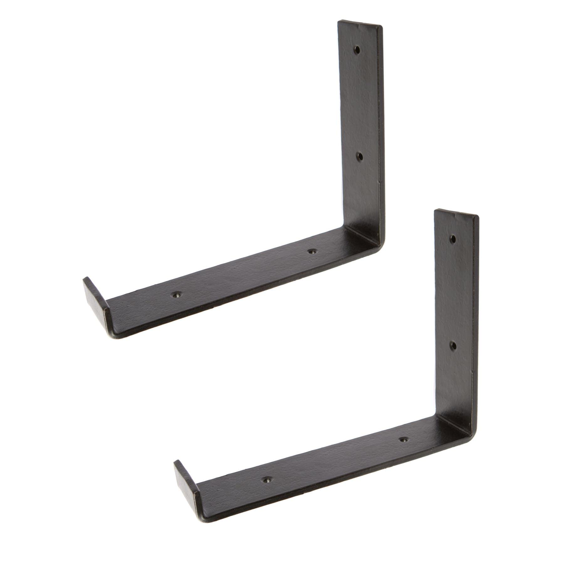 2 Pack Black 235mm Heavy Duty Cast Iron Shelf Brackets - Vintage Industrial Wall Mounted Scaffold Board Supports for Shelving & Storage - Perfect for Garage, Workshop, and Rustic Home Decor by Hammer & Tongs