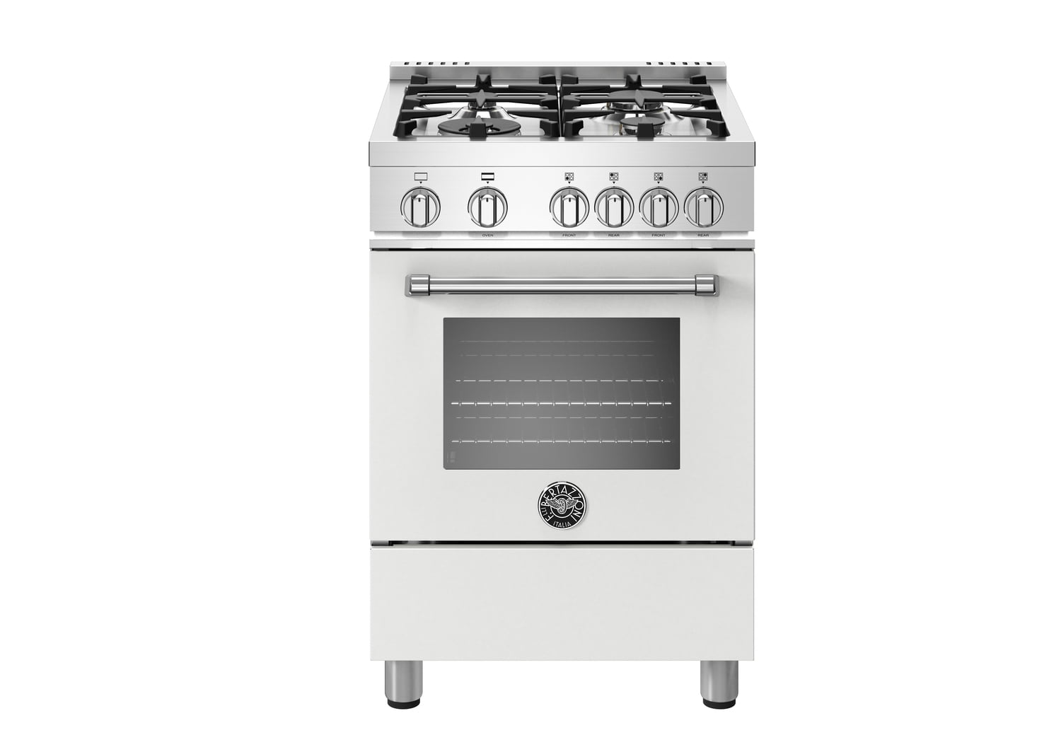 Bertazzoni MAST244GASBIE 24 Inch 4-Burner Gas Range in Bianco Matt Finish - Perfect for Modern Kitchens & Professional Cooking