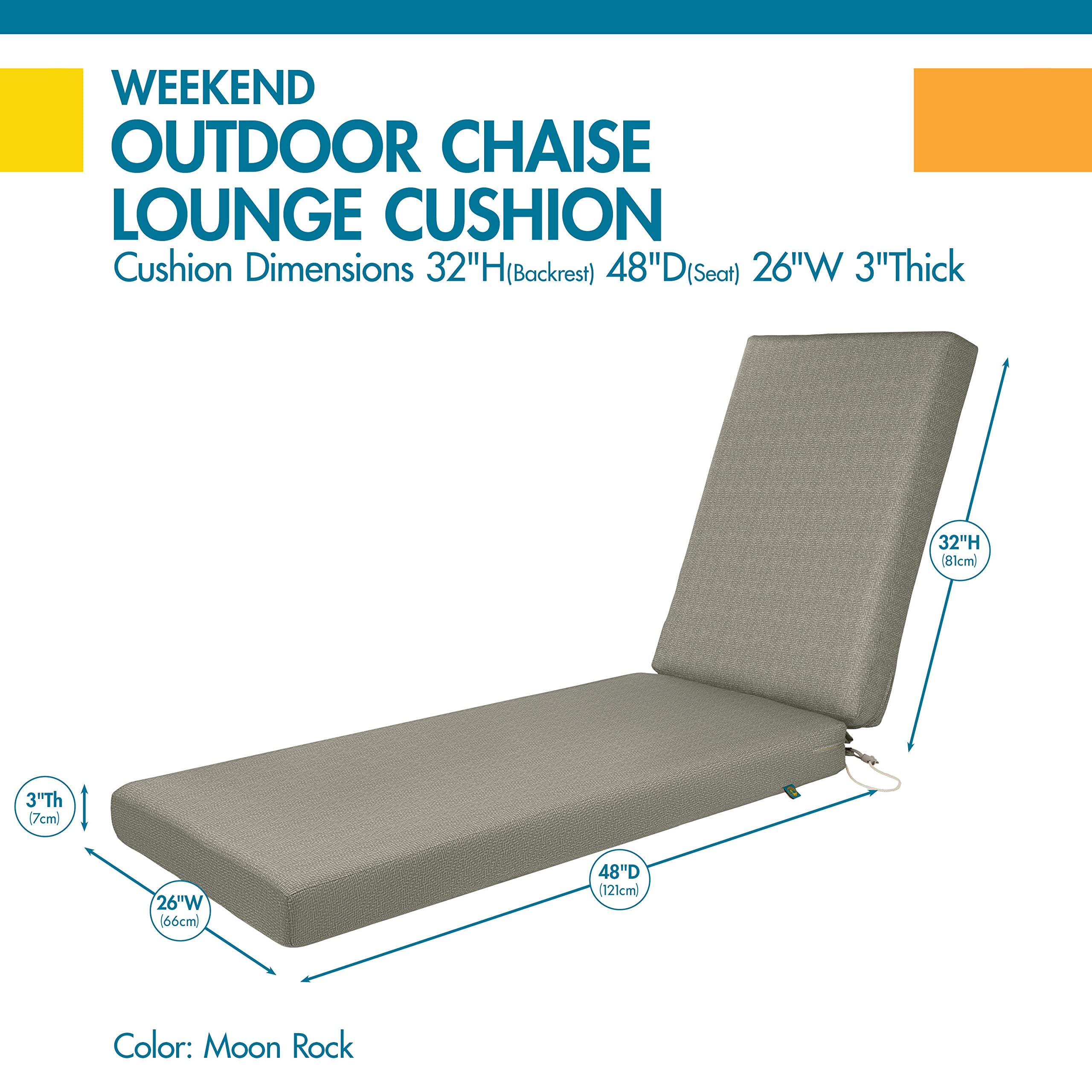 Waterproof Duck Covers Weekend Outdoor Chaise Lounge Cushion - 80